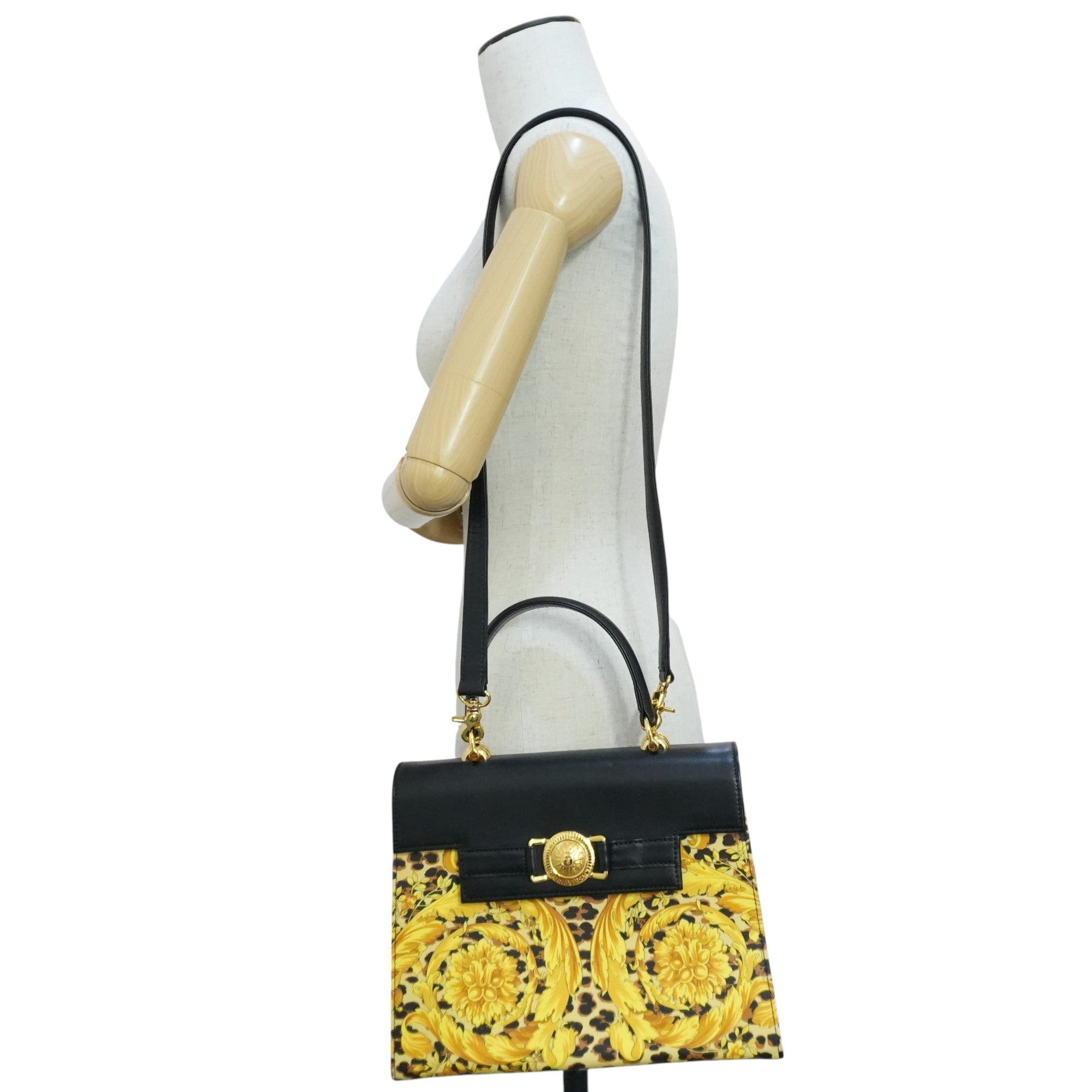 Pre-owned Versace Two Way Shoulder Bag Yellow