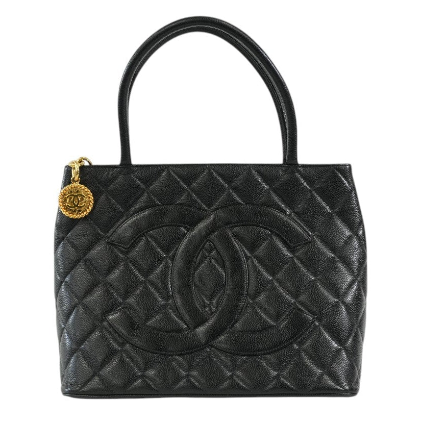 Pre-owned Chanel Caviar Skin Medallion Tote Bag Black