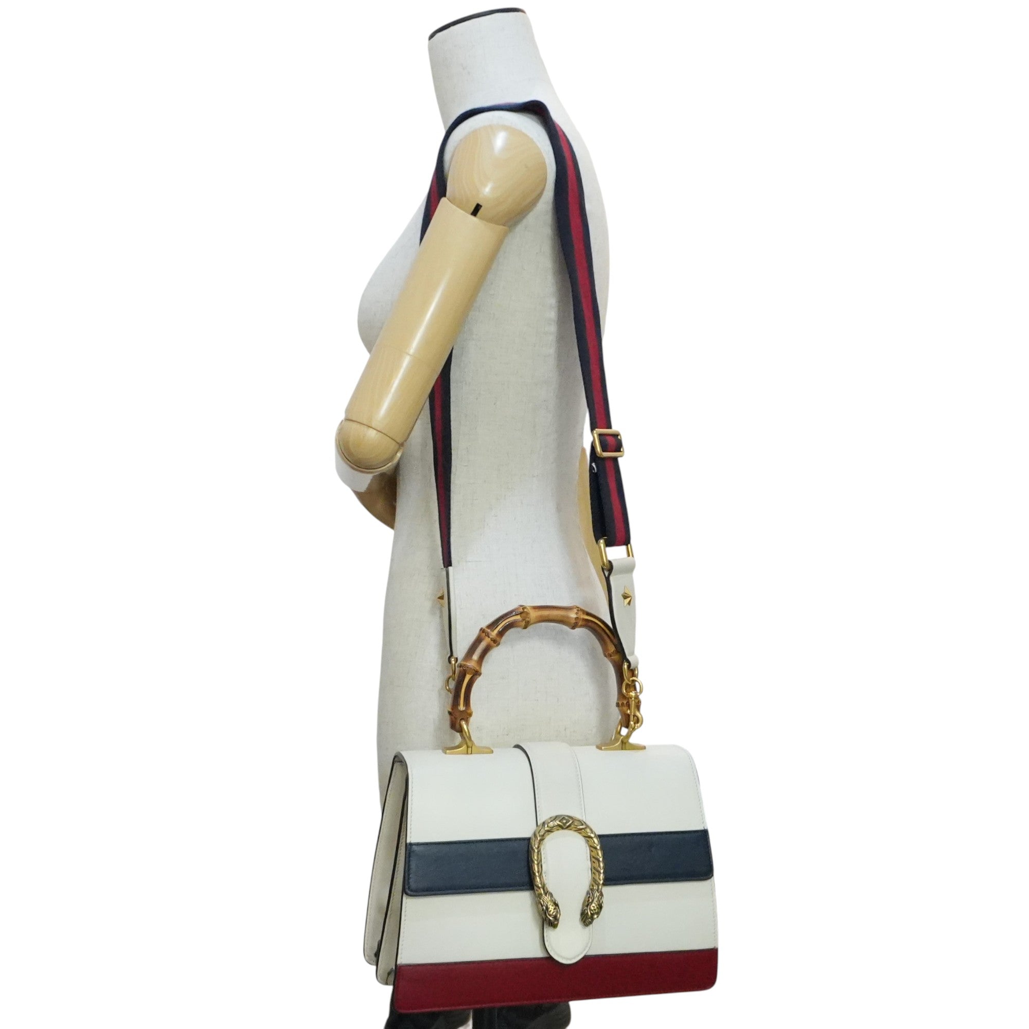 Pre-owned Gucci Two Way Dionysus Bamboo Shoulder Bag White