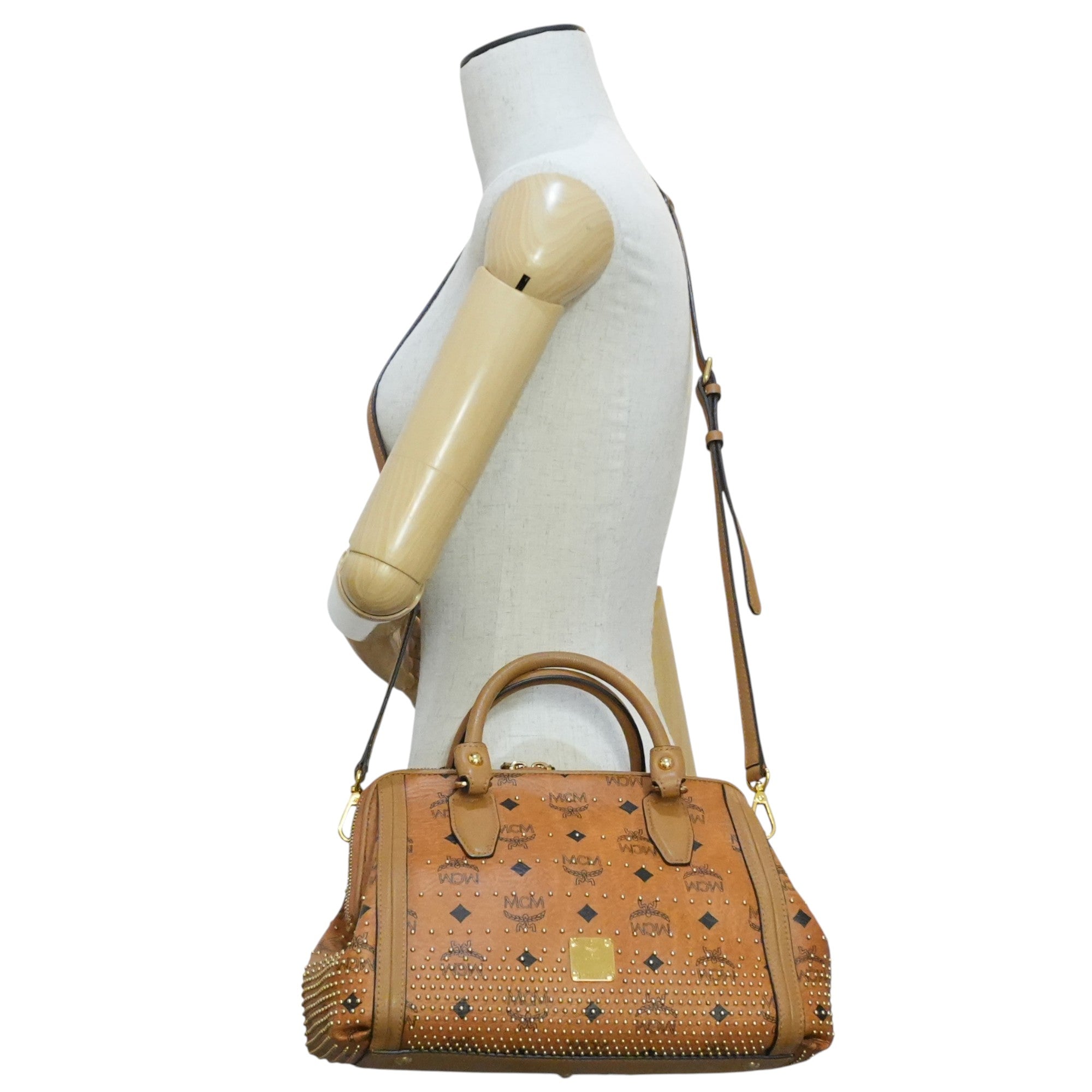 Pre-owned MCM Two Way Boston Bag Cognac