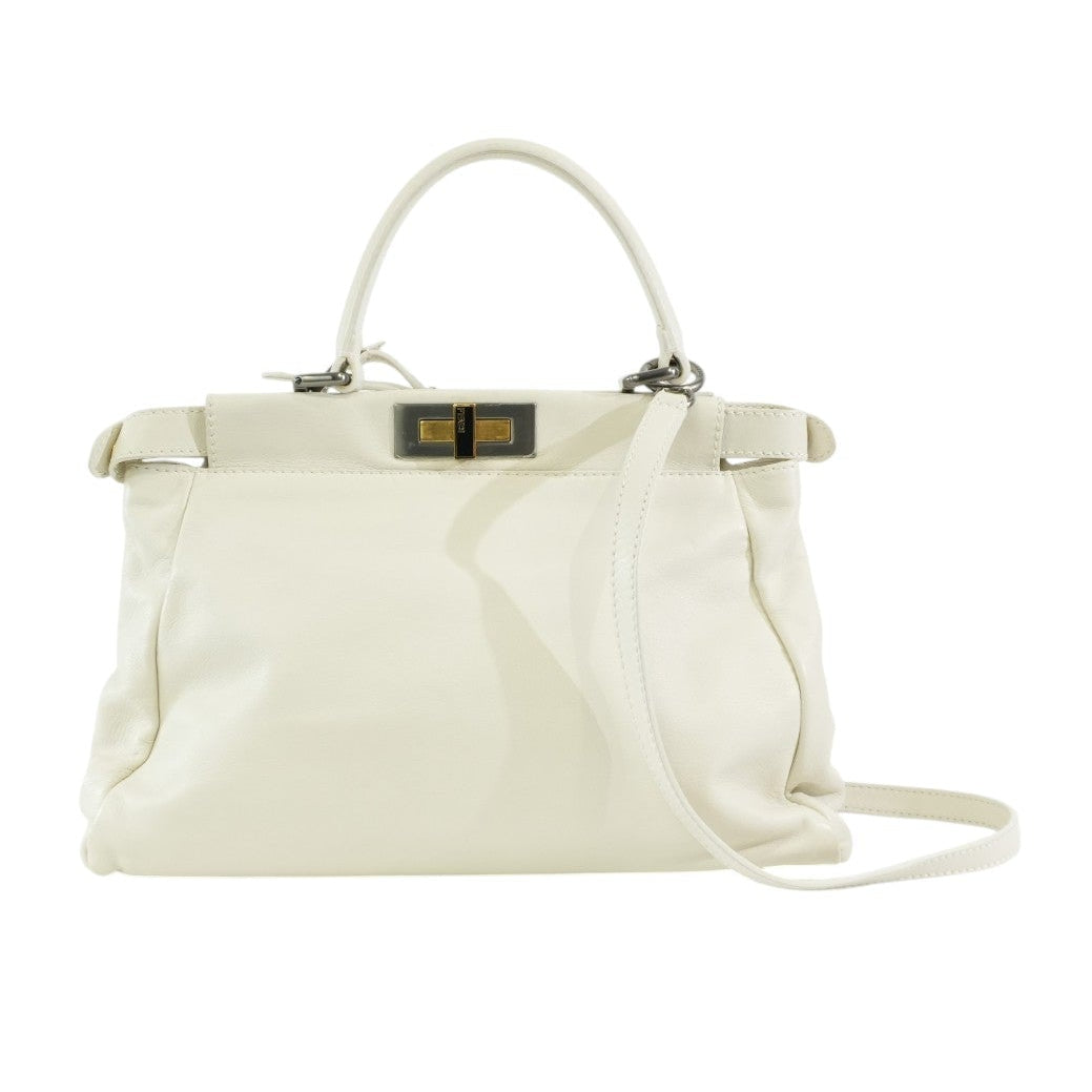 Pre-owned Fendi Peek a Boo Shoulder Bag White