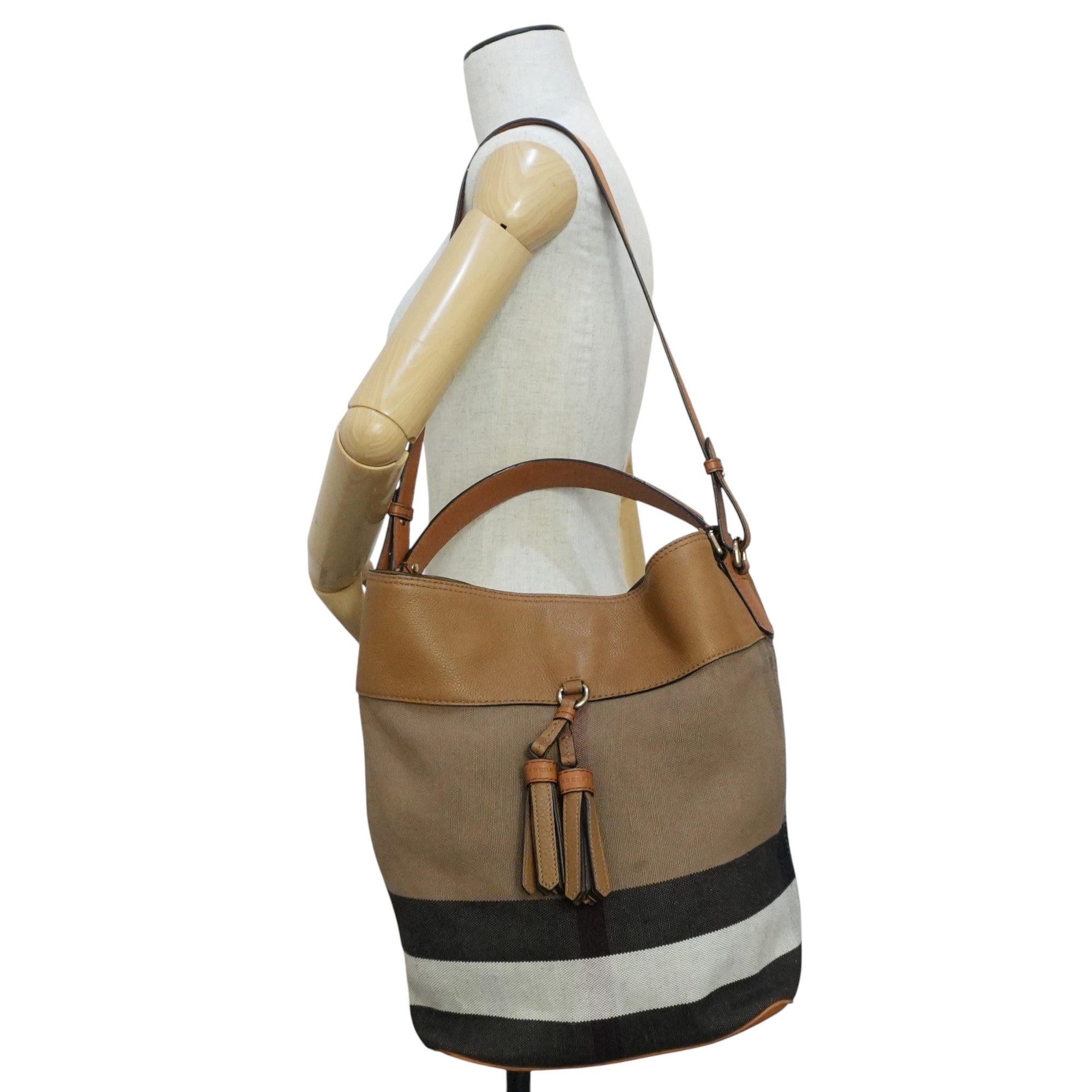 Pre-owned Burberry Two Way Ashby Bucket Shoulder Bag Brown