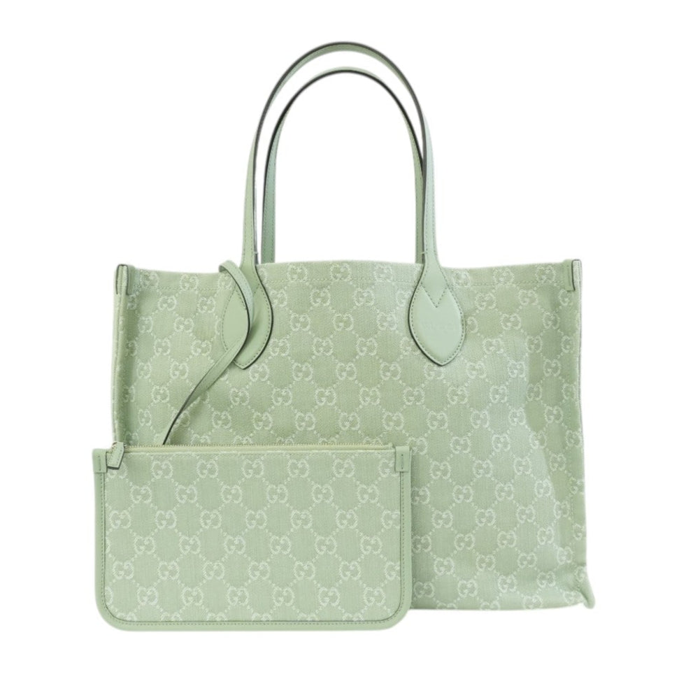 Pre-owned Gucci Large Ophidia GG Tote Bag Green Used