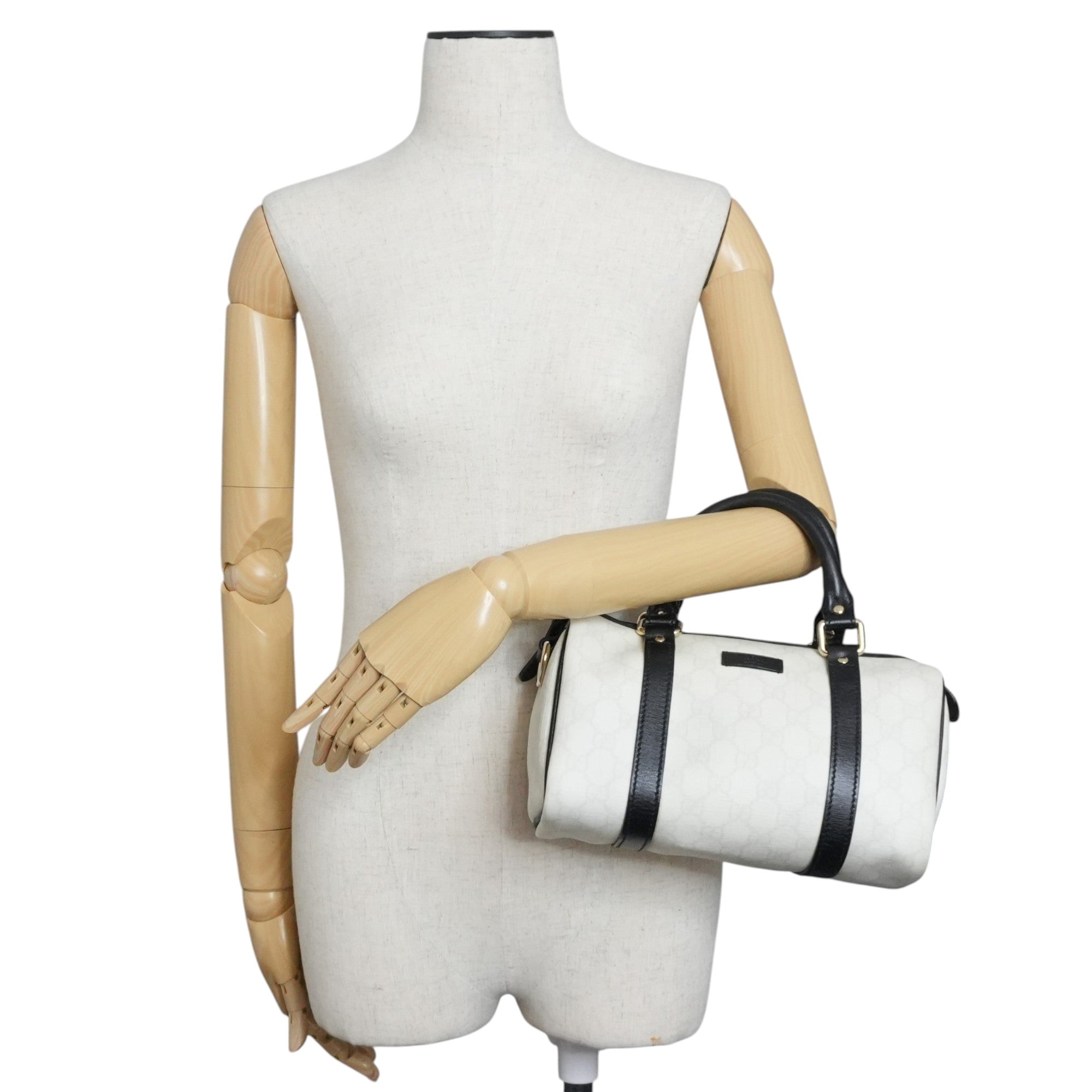 Pre-owned Gucci Canvas GG Supreme Boston Handbag White Used