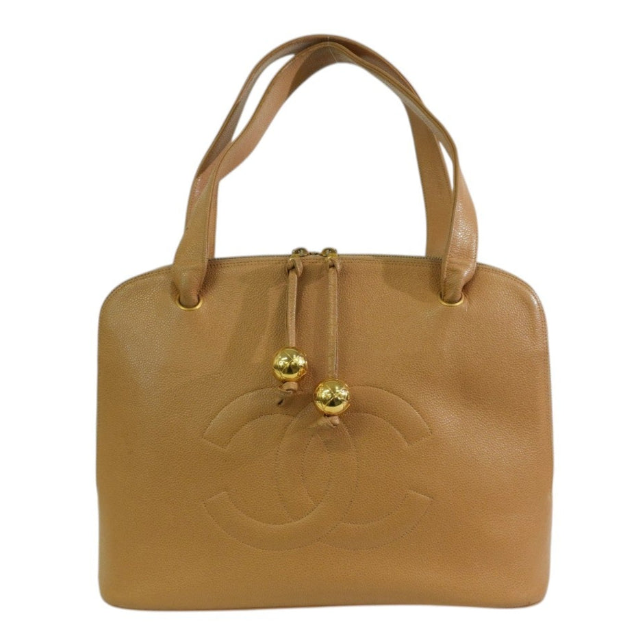 Pre-owned Chanel Caviar Skin Leather Ball Tote Bag Beige