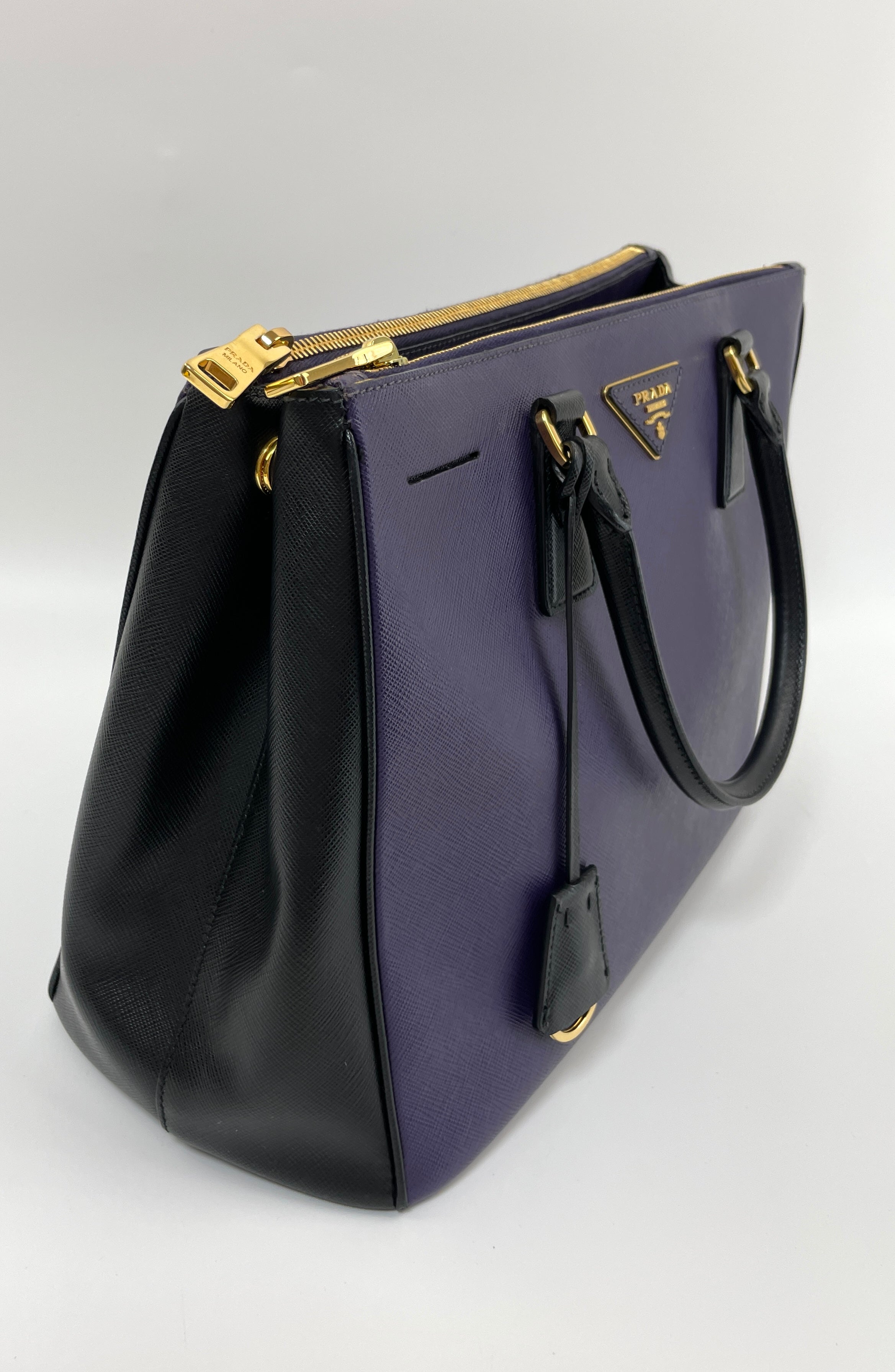 Prada Purple Saffiano Lux Leather Zip Around Wallet Prada