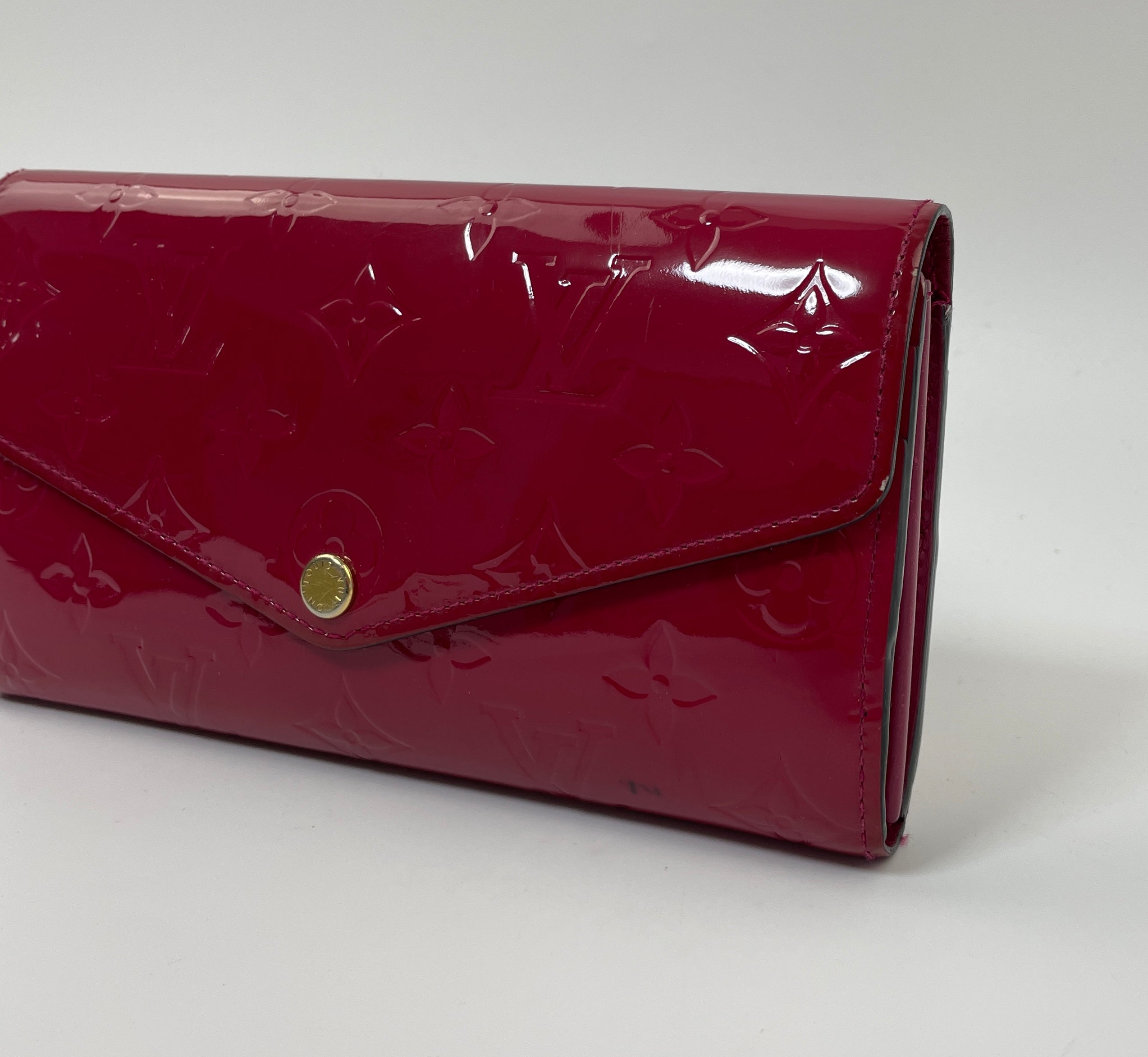 Louis Vuitton Vernis Red Pink Wallet Used (6206)
