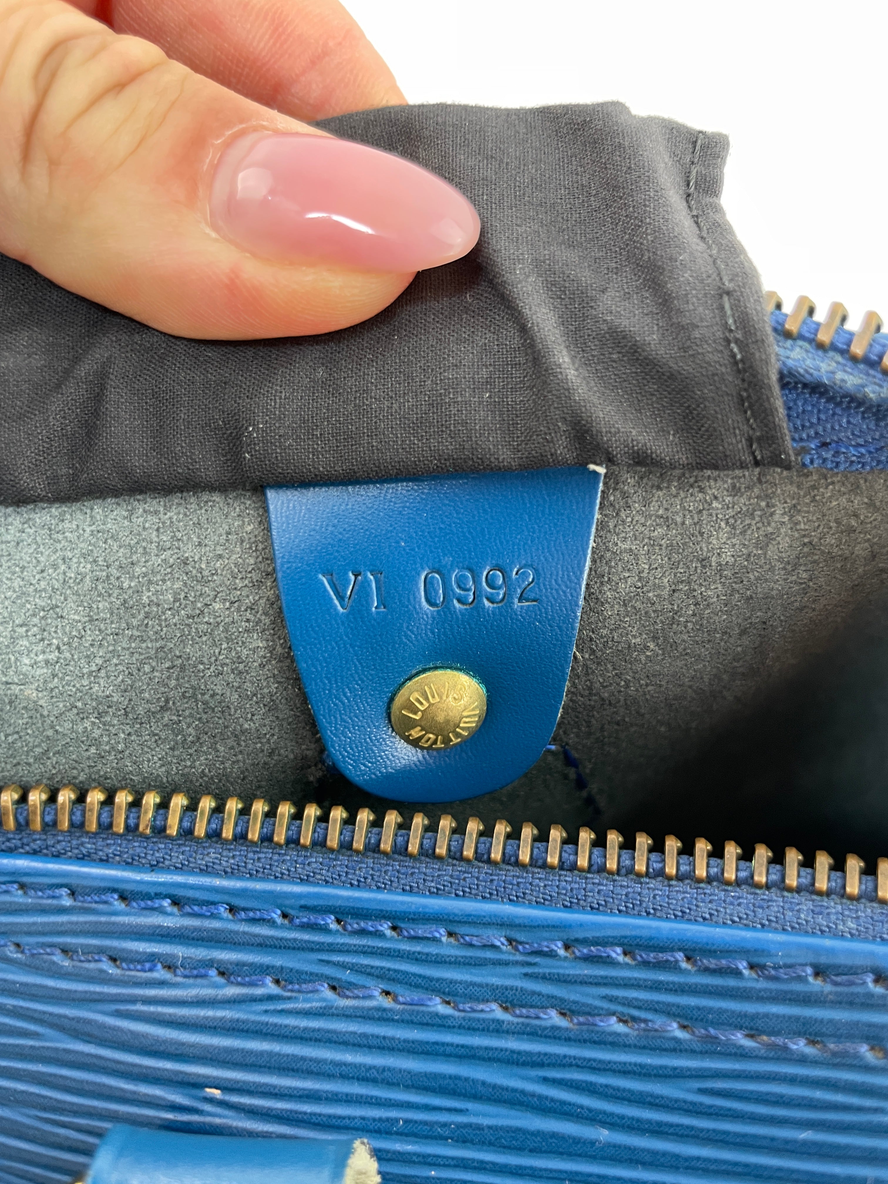 Louis Vuitton Speedy 30 Epi Blue Handbag Used (6766)