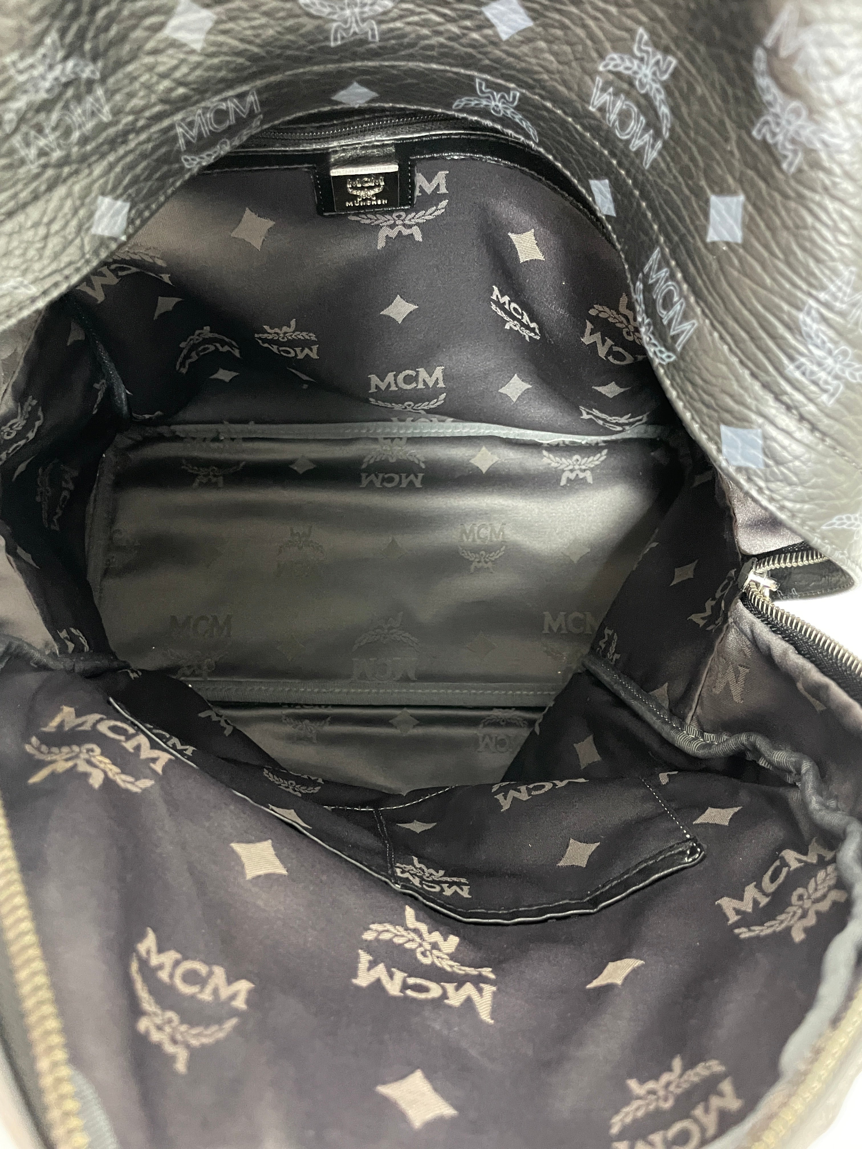 MCM Backpack Black Color Used (7783)