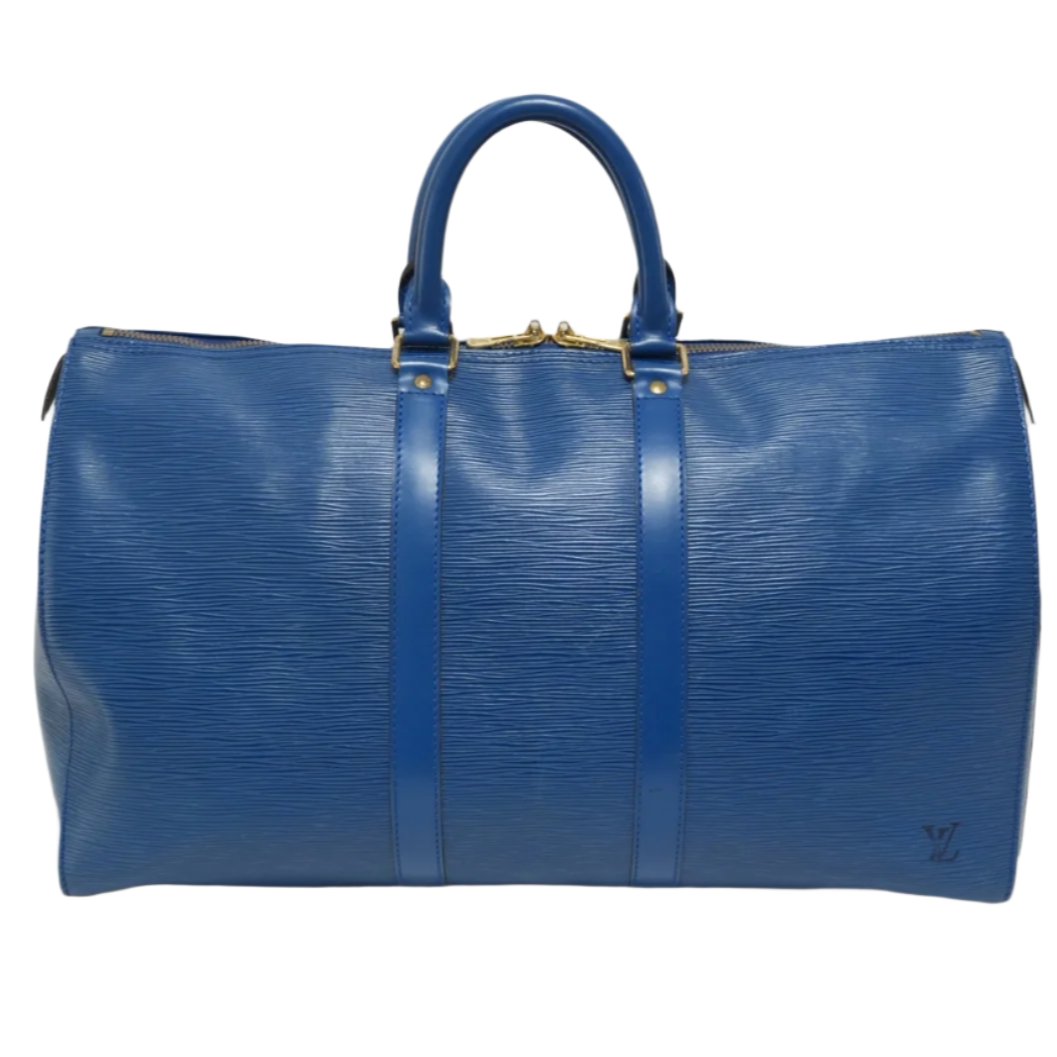 Borsa Boston Louis Vuitton Keepall 45 Epi blu usata