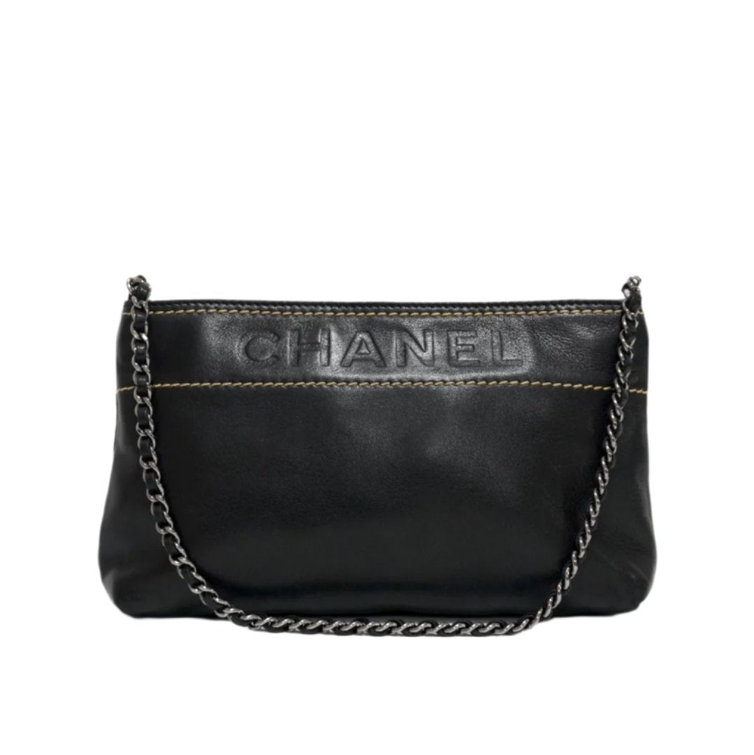 Chanel Lambskin Chain Pochette Handbag Used