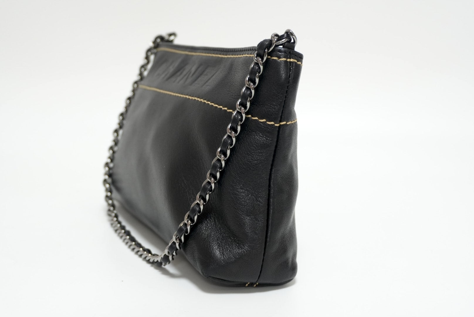 Chanel Lambskin Chain Pochette Handbag Used