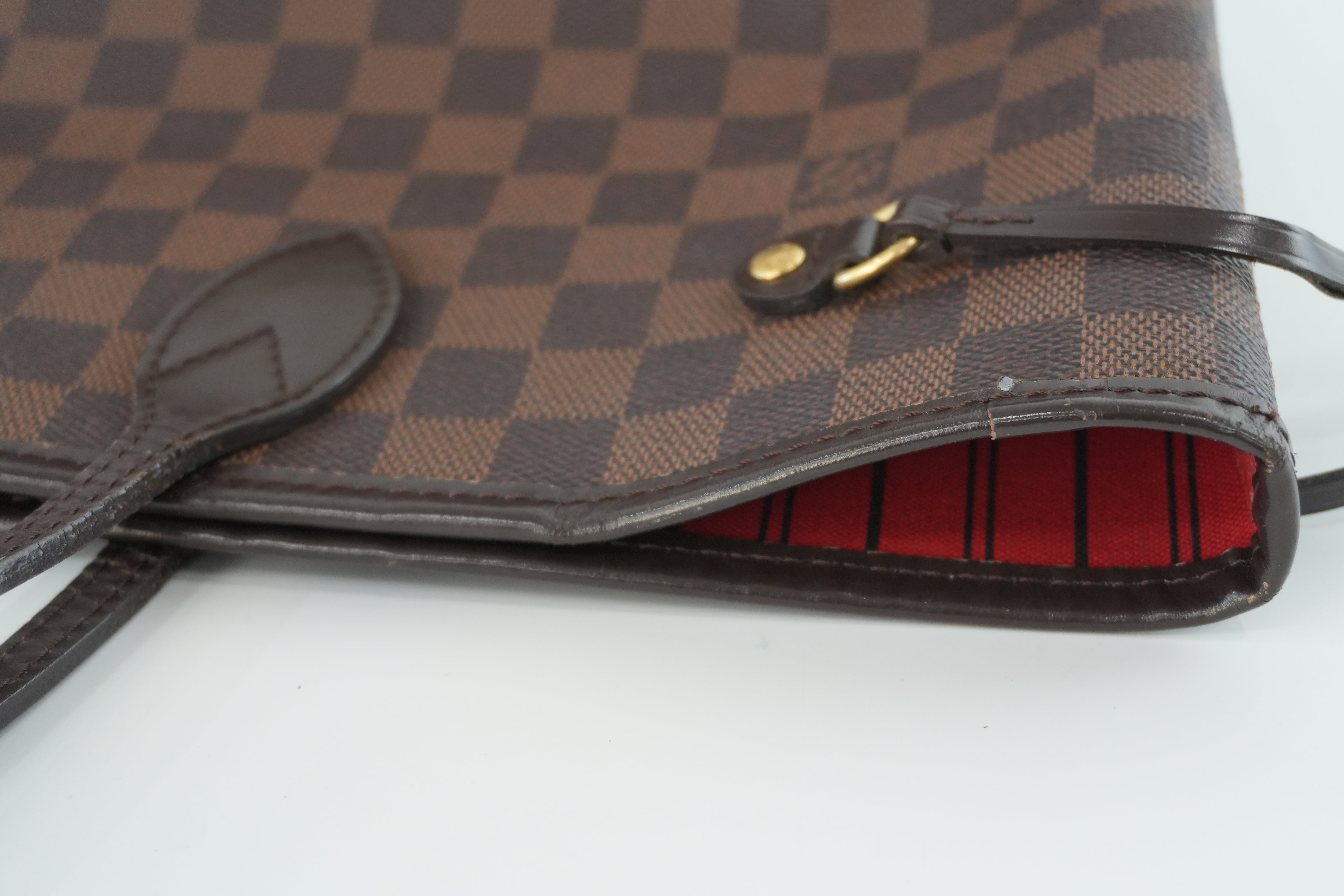 Louis Vuitton Damier Ebene Neverfull MM Shoulder Tote Bag Used