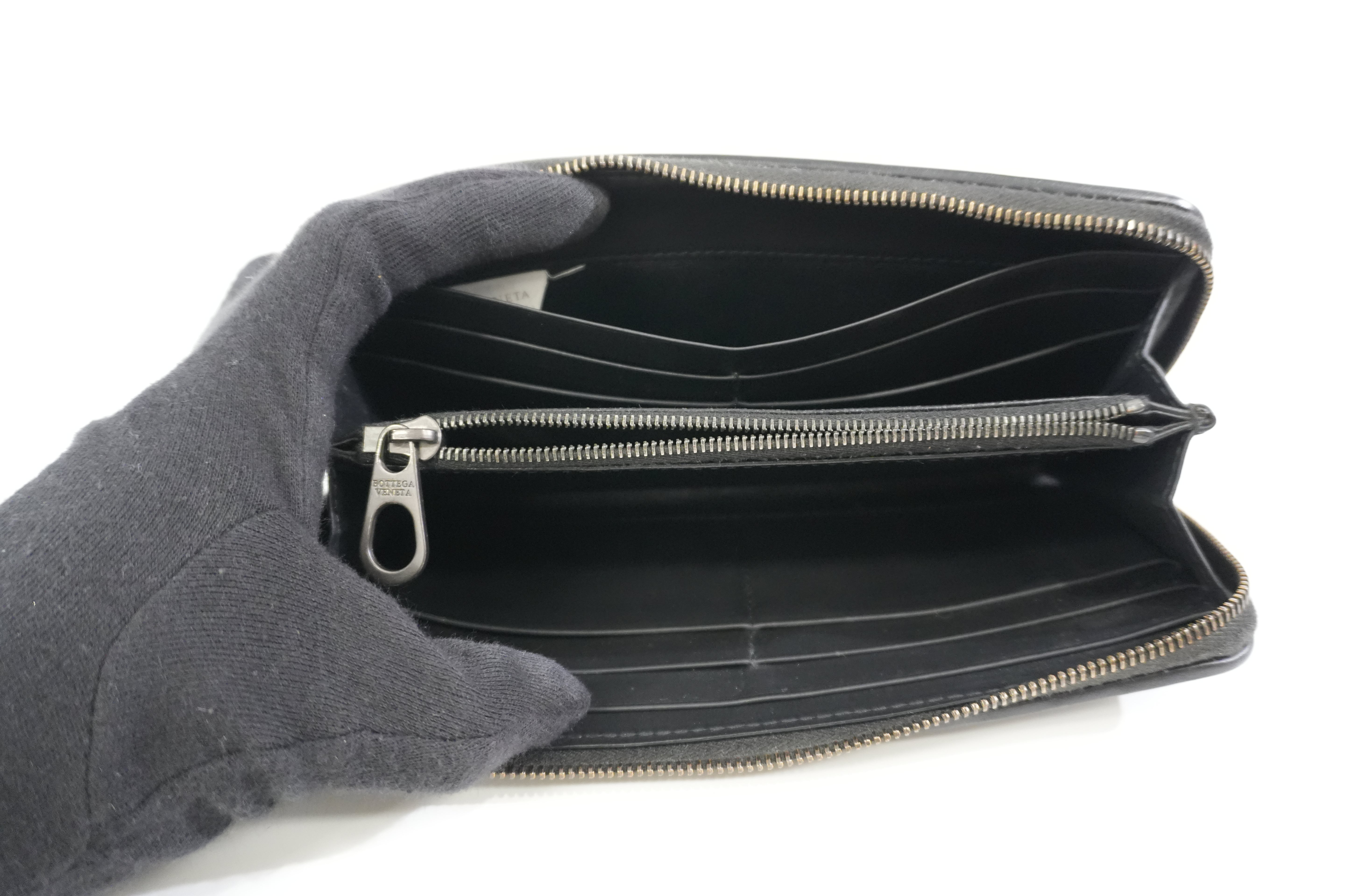 Pre-owned Bottega Zippy Long Wallet Black