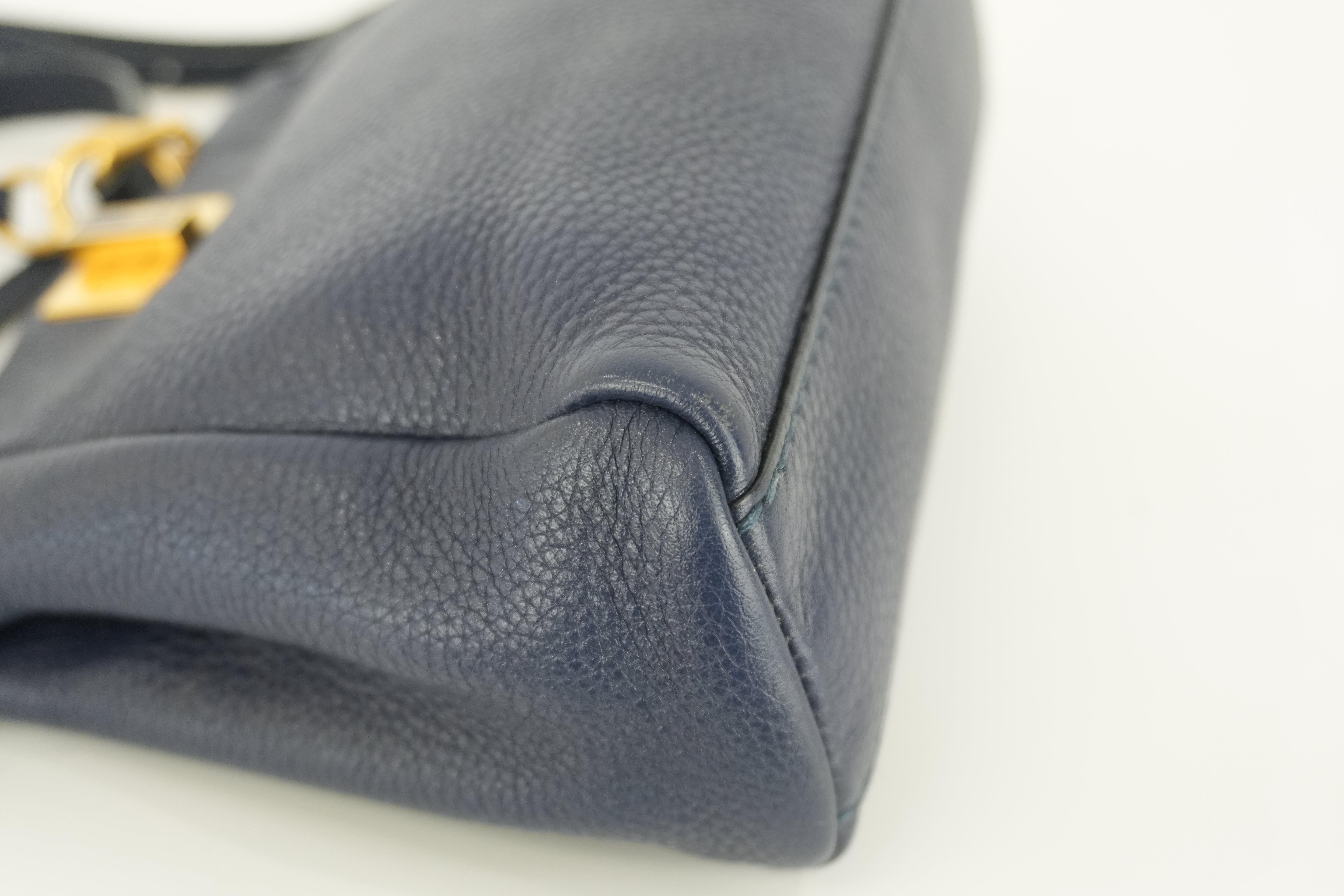 Fendi Peekaboo Mini Shoulder Bag Navy Blue Leather Used