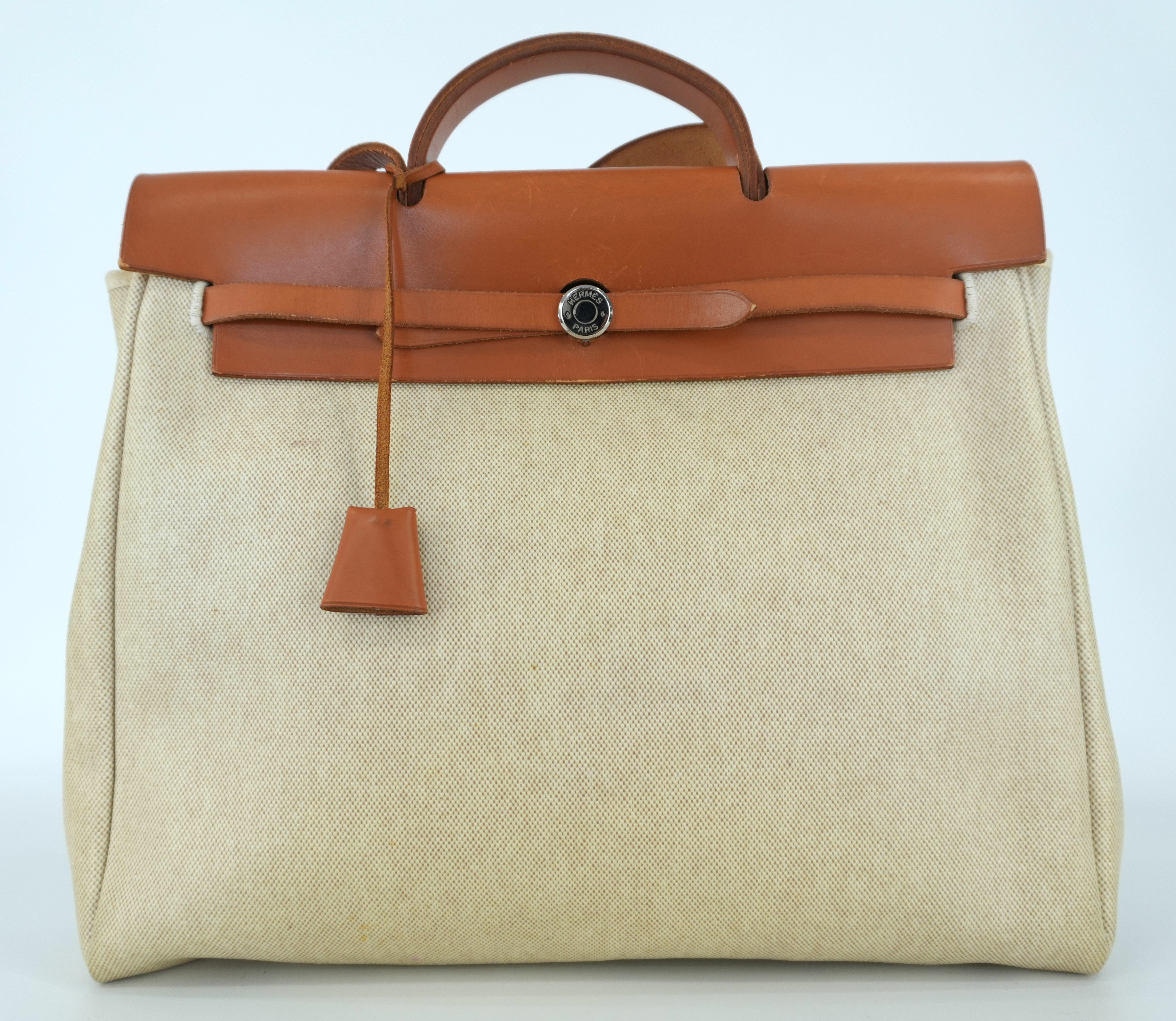 Hermes Herbag MM Beige Canvas Used