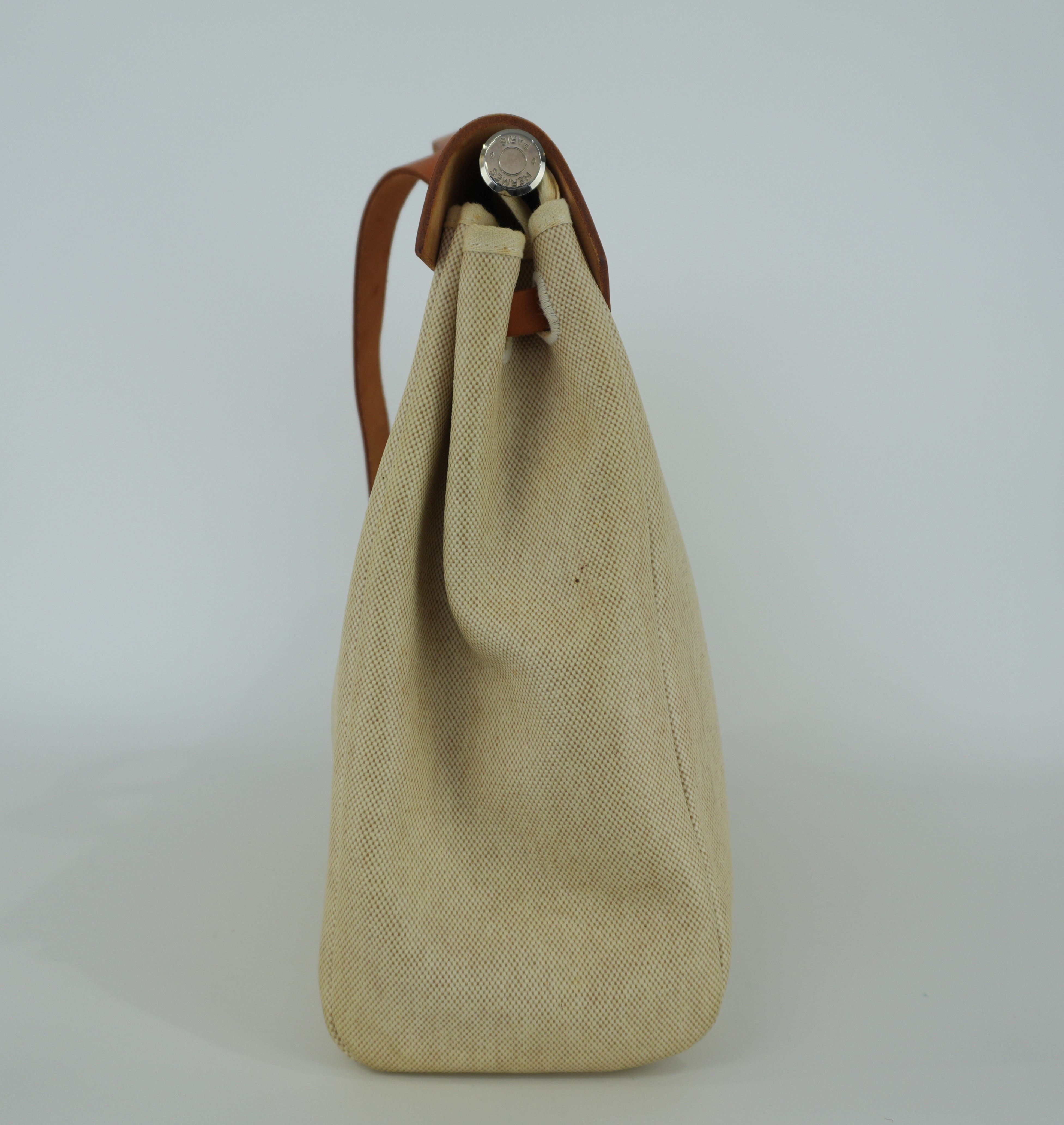 Hermes Herbag MM Beige Canvas Used