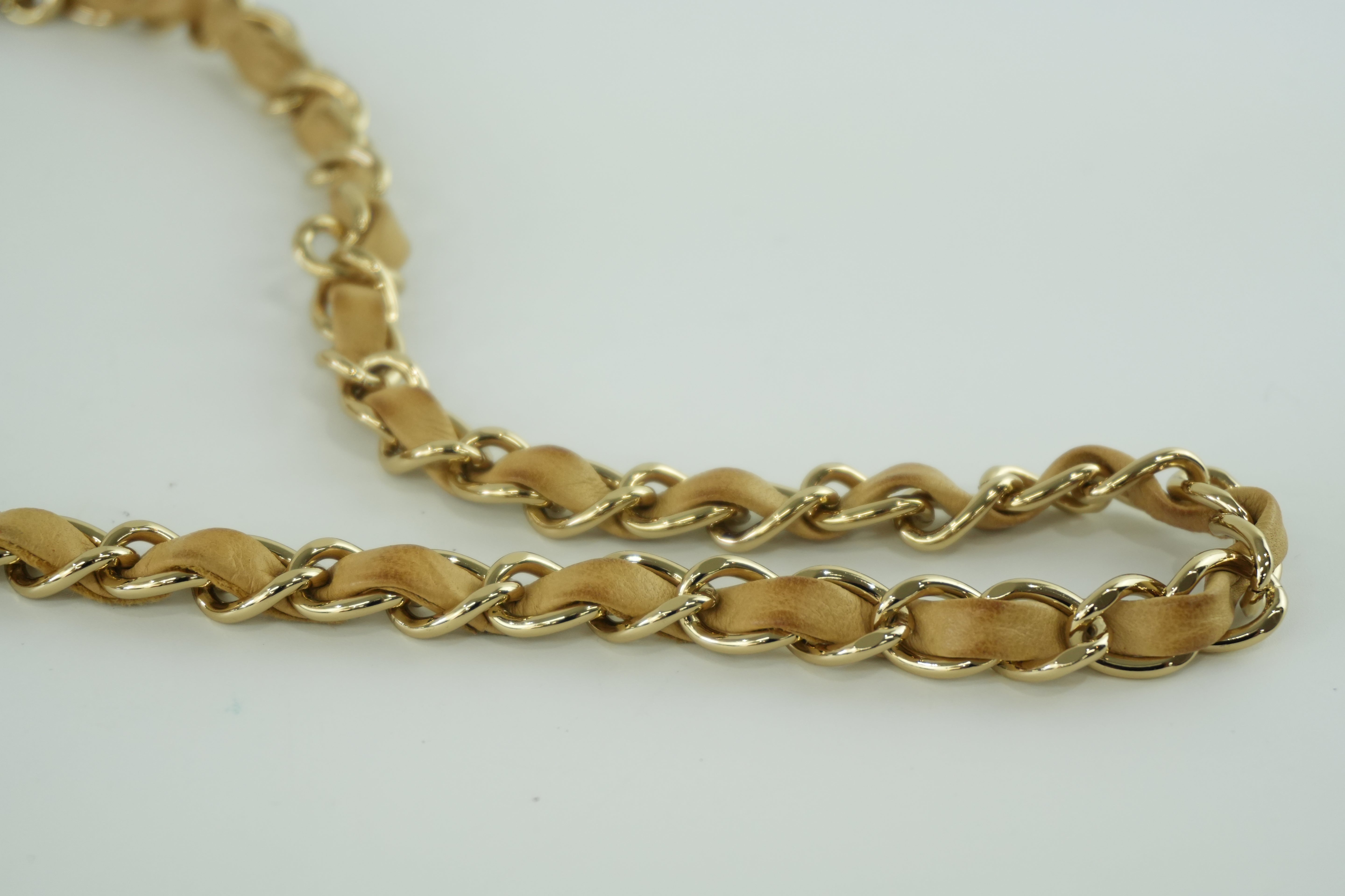 Chanel Matelasse Lamb Skin Chain Shoulder Bag Beige Used