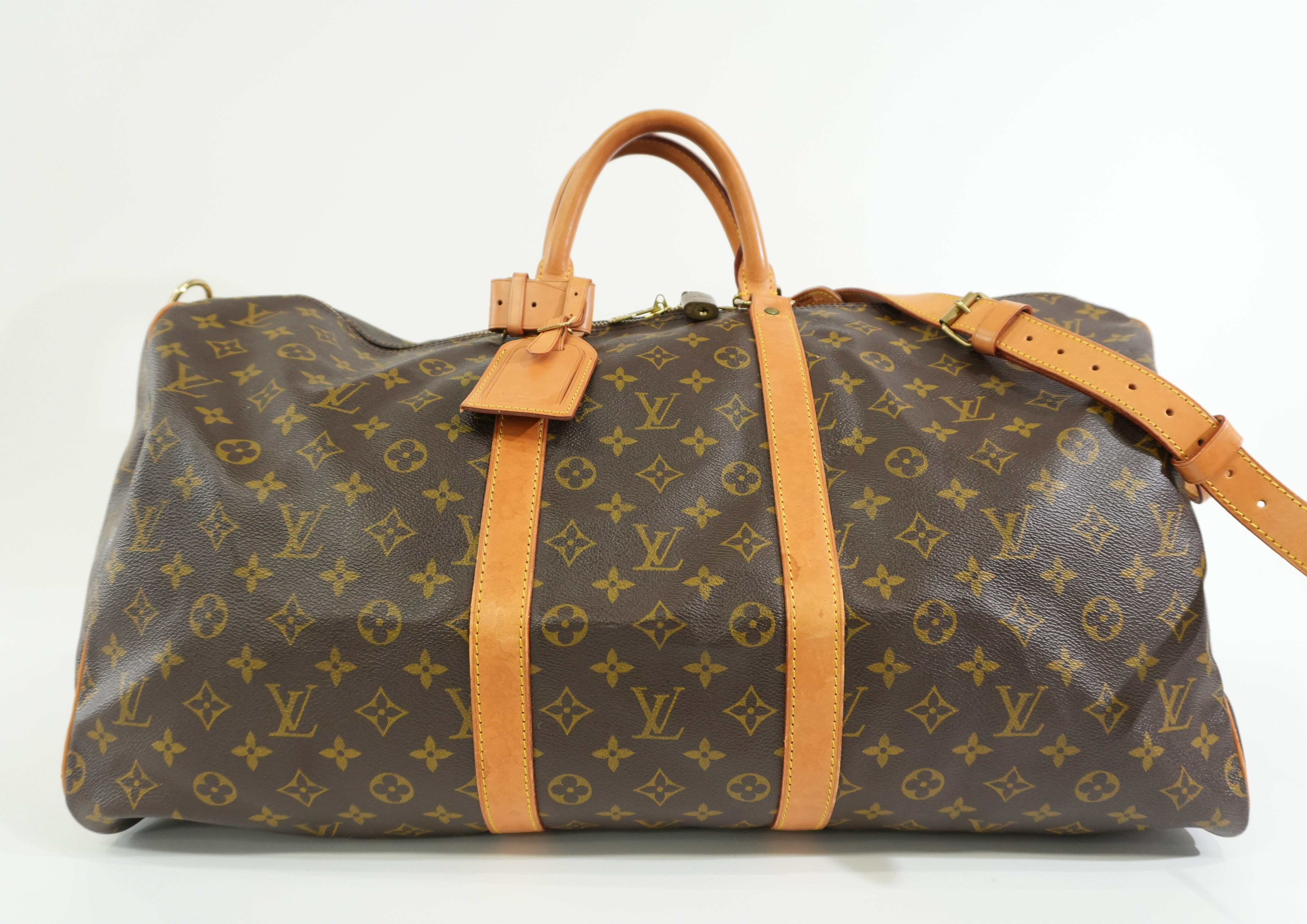 Pre-owned Louis Vuitton Monogram Keepall Bandouliere 55 Duffle Travel Bag