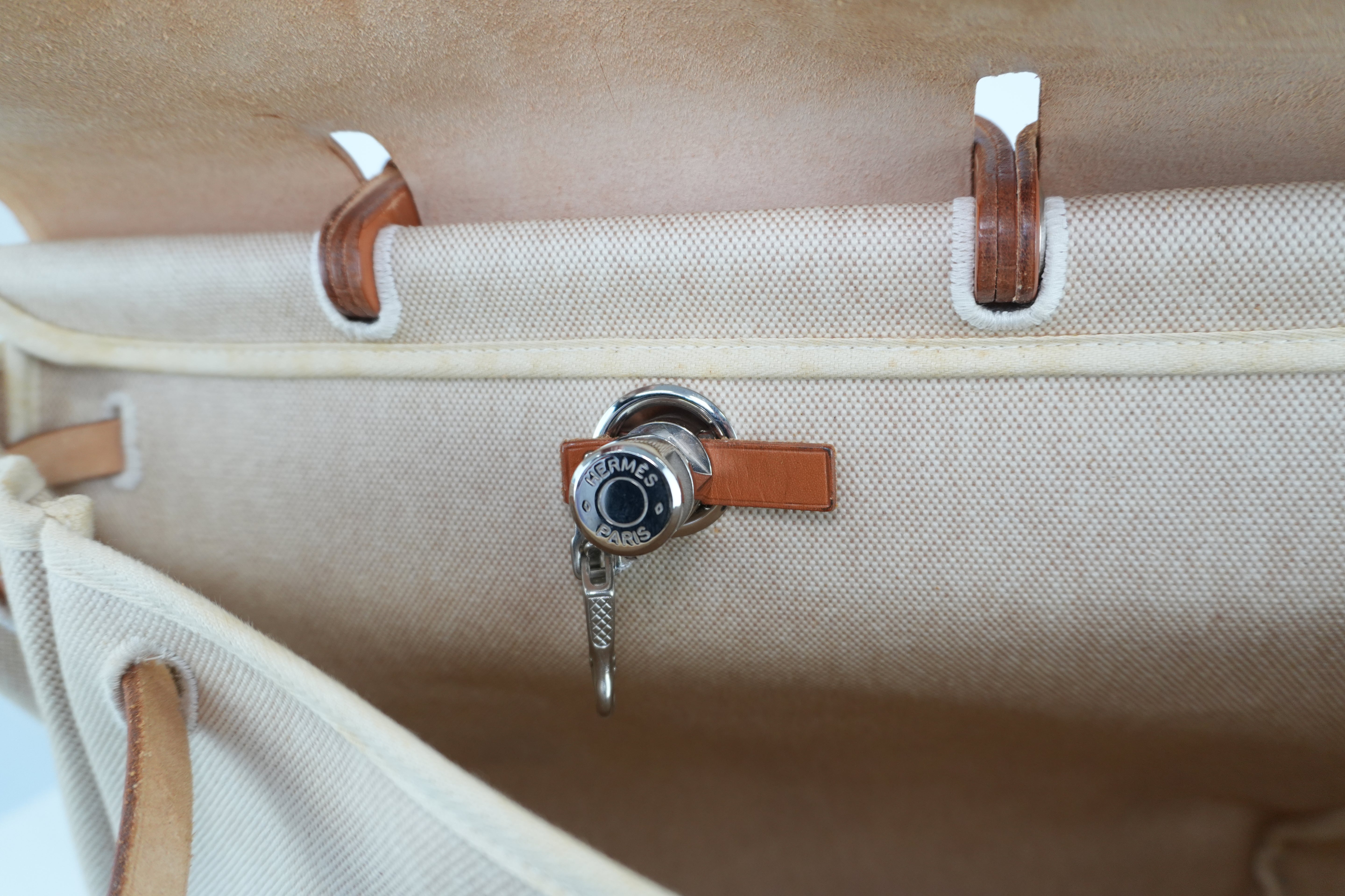 Hermes Herbag MM Beige Canvas Used