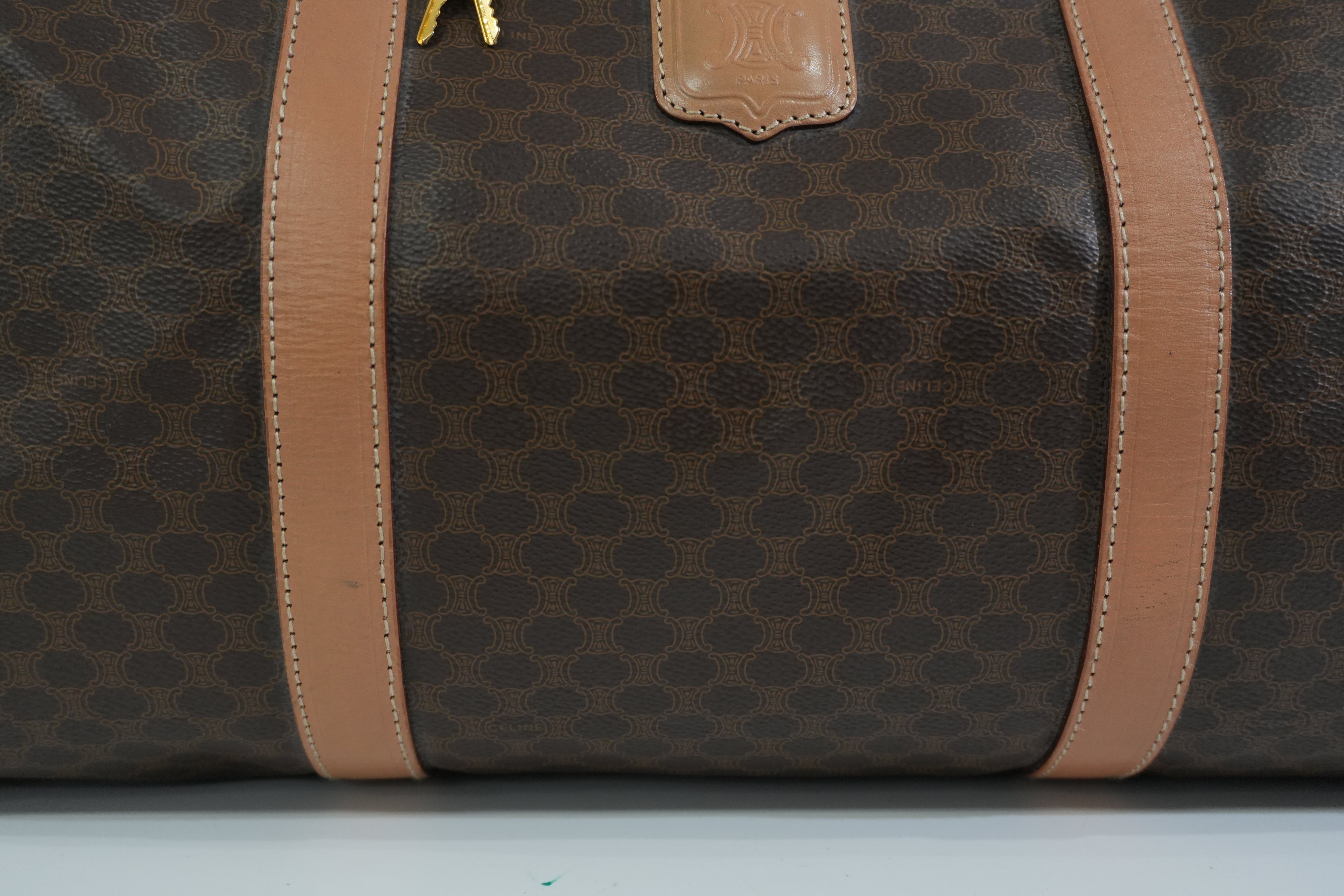 Pre-owned Celine Macadam Travel Duffle Bag Brown