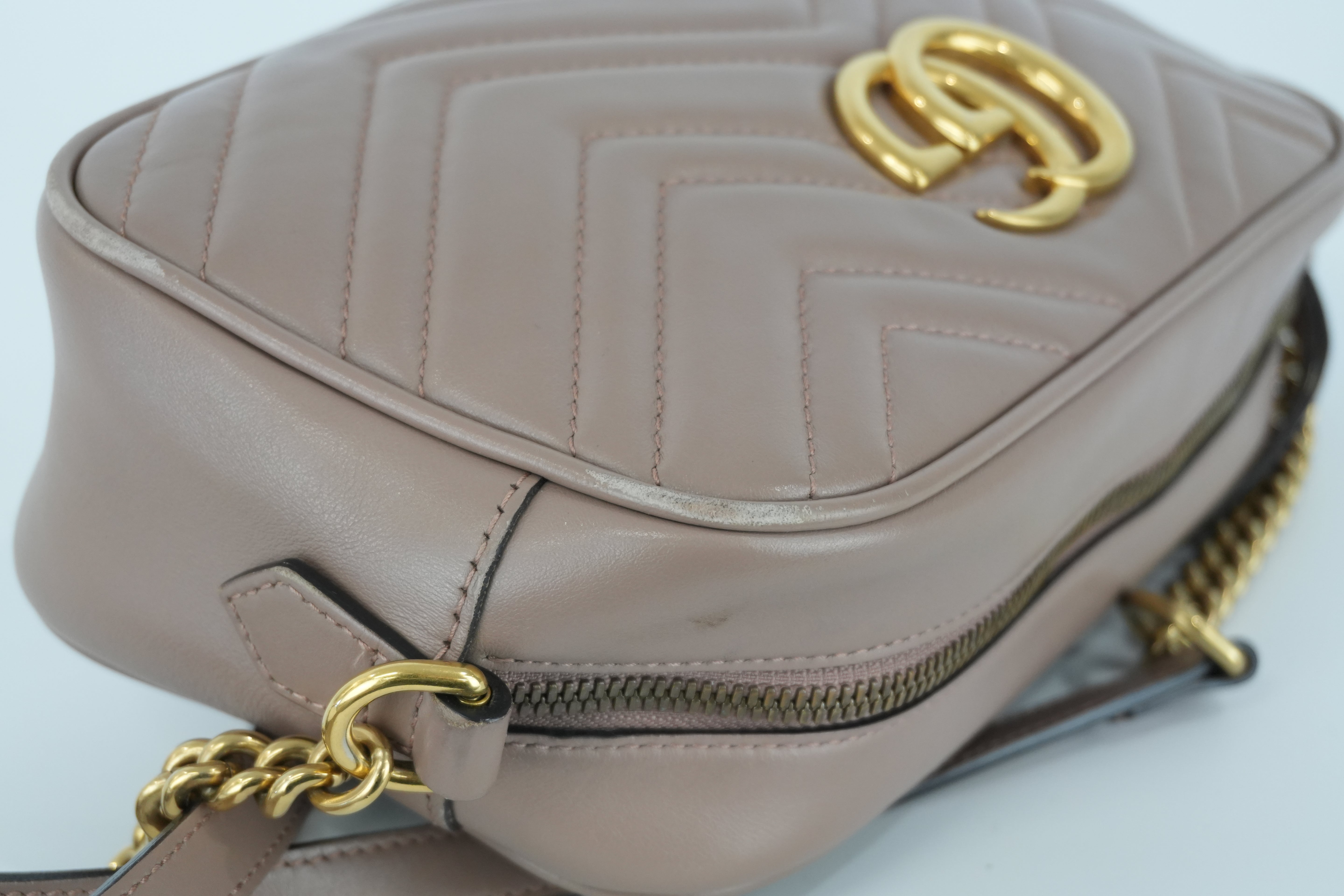 Gucci Marmont Shoulder Bag Pink Leather Used