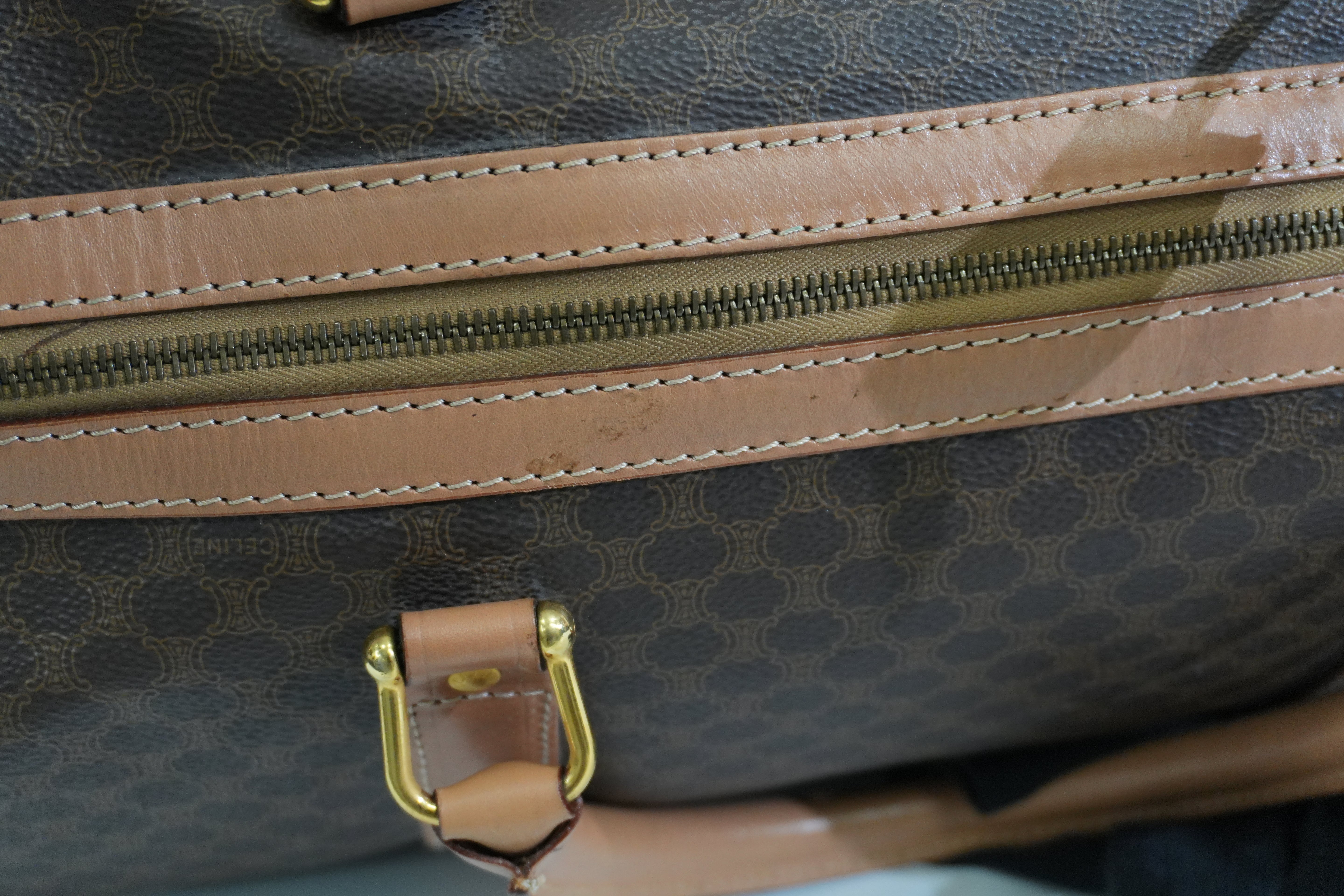 Pre-owned Celine Macadam Travel Duffle Bag Brown