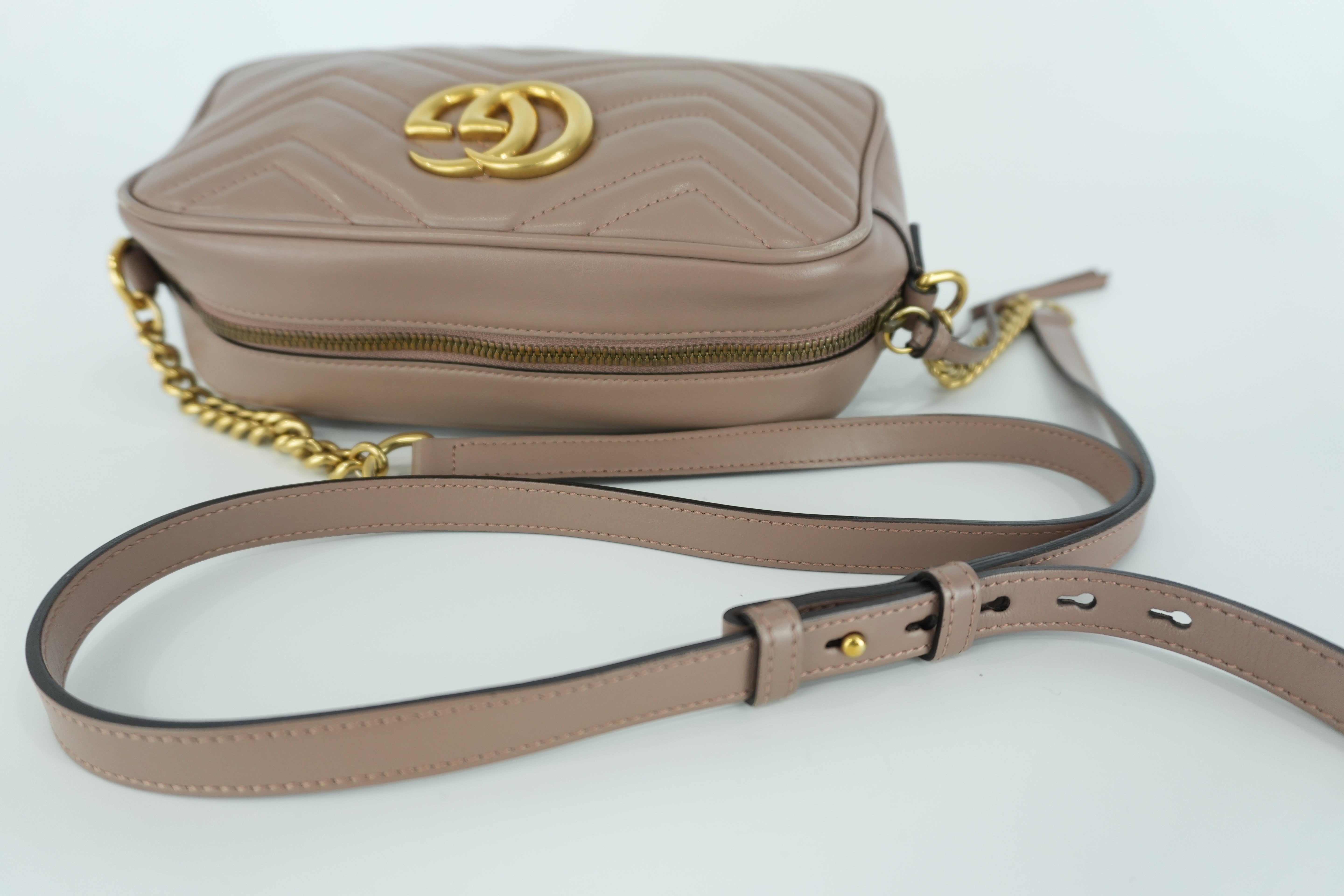 Gucci Marmont Shoulder Bag Pink Leather Used