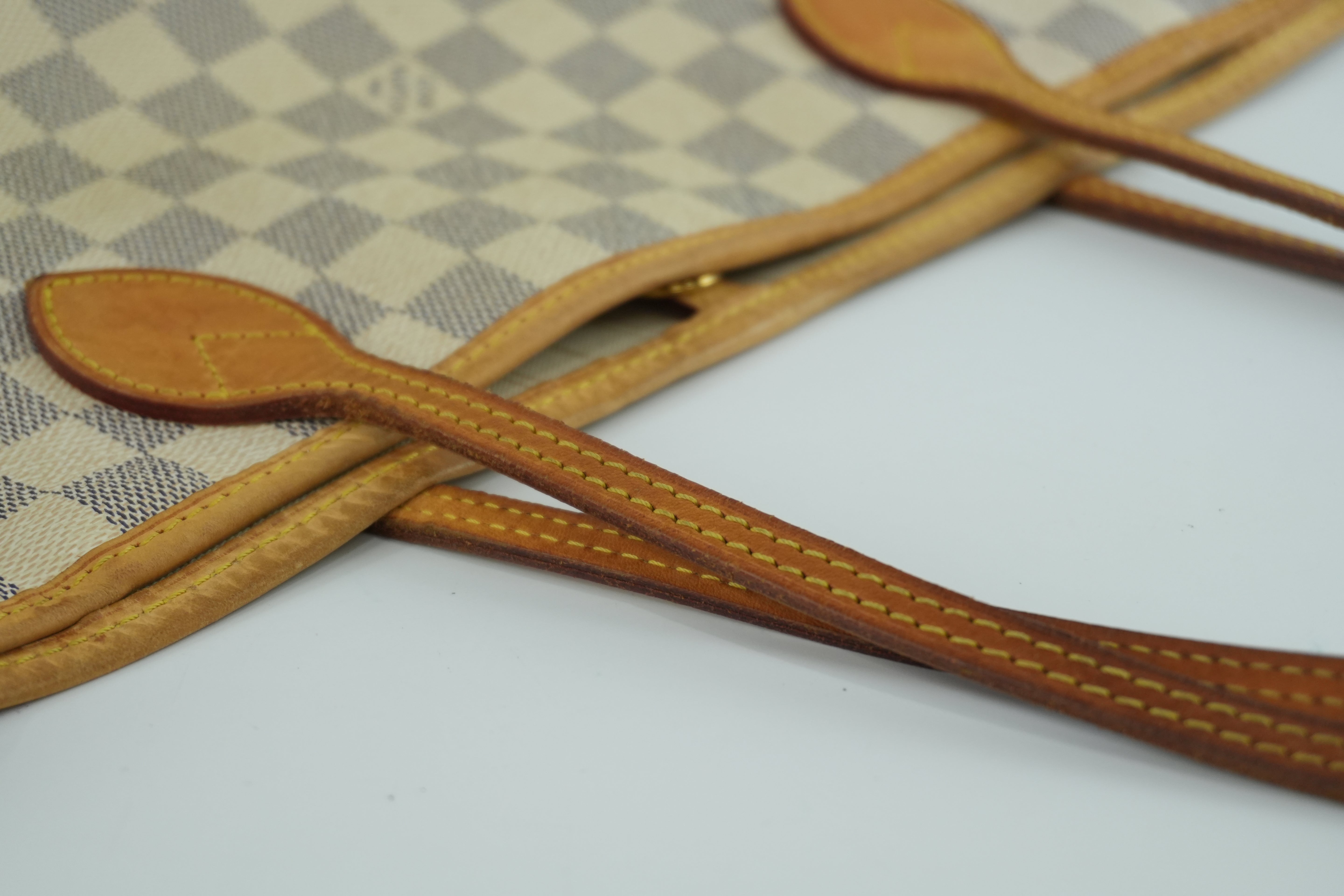Louis Vuitton Damier Azur Neverfull MM Tote Bag Used