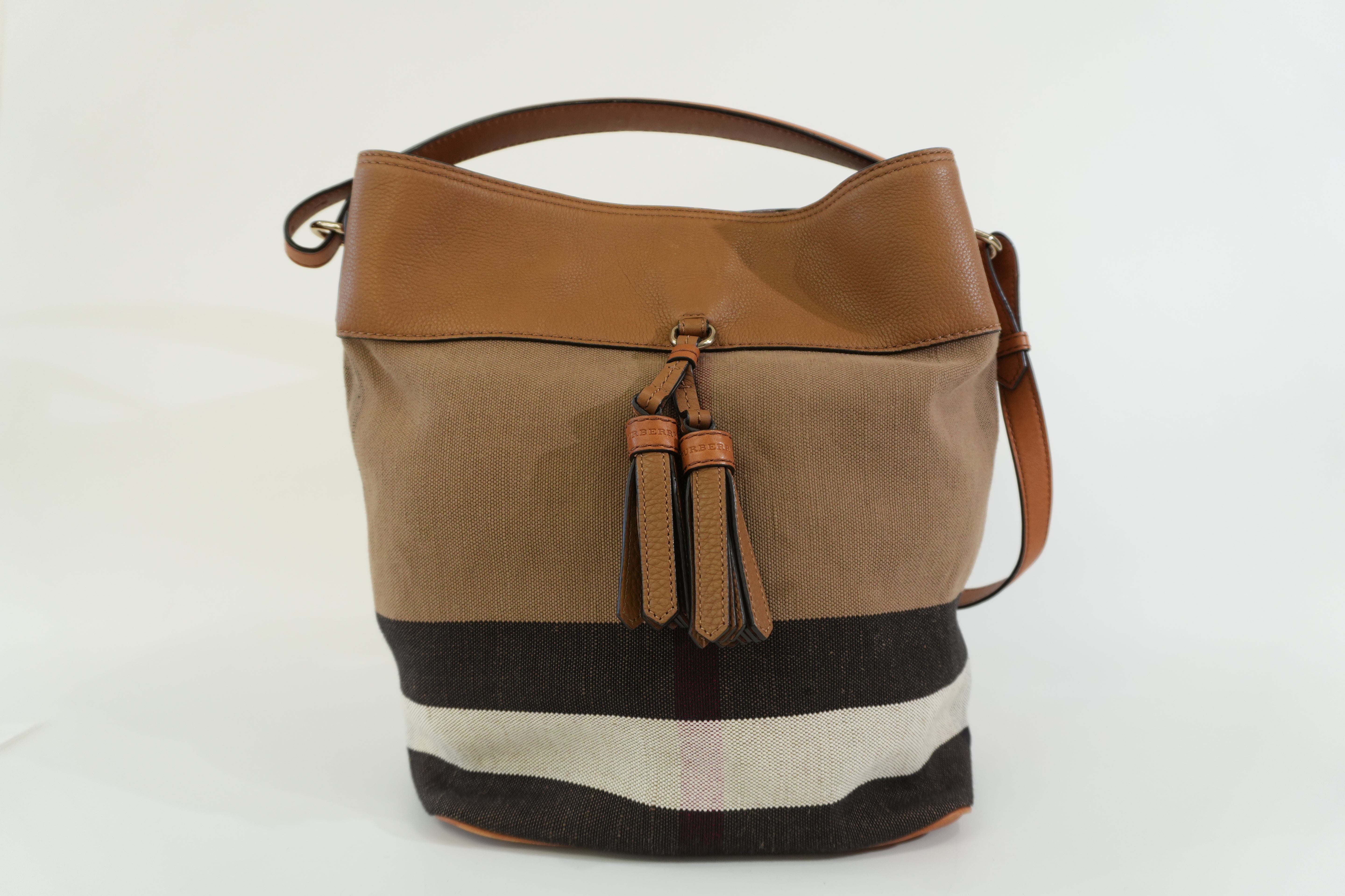 Pre-owned Burberry Two Way Ashby Bucket Shoulder Bag Brown