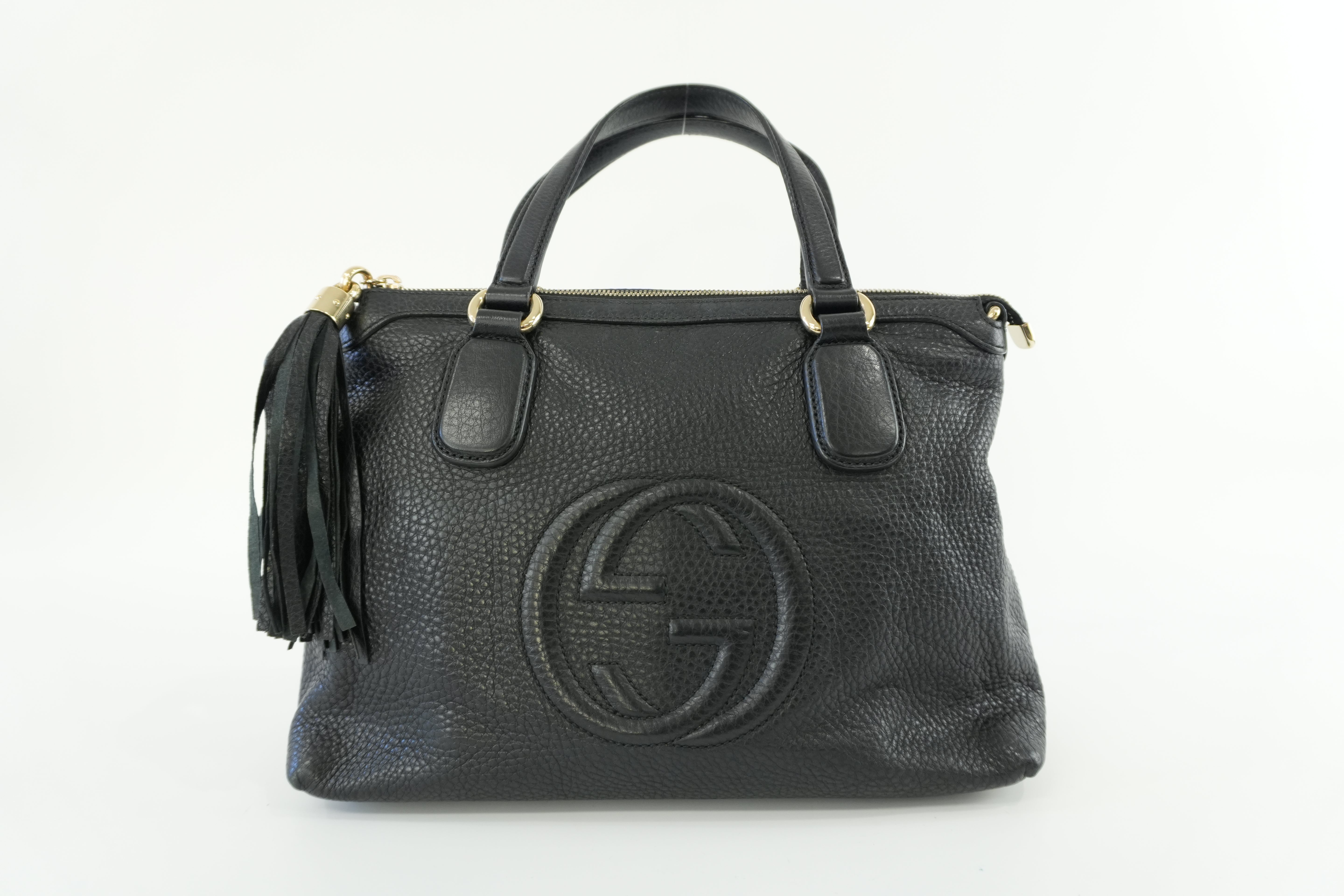 Gucci Soho Handbag Black Leather Used