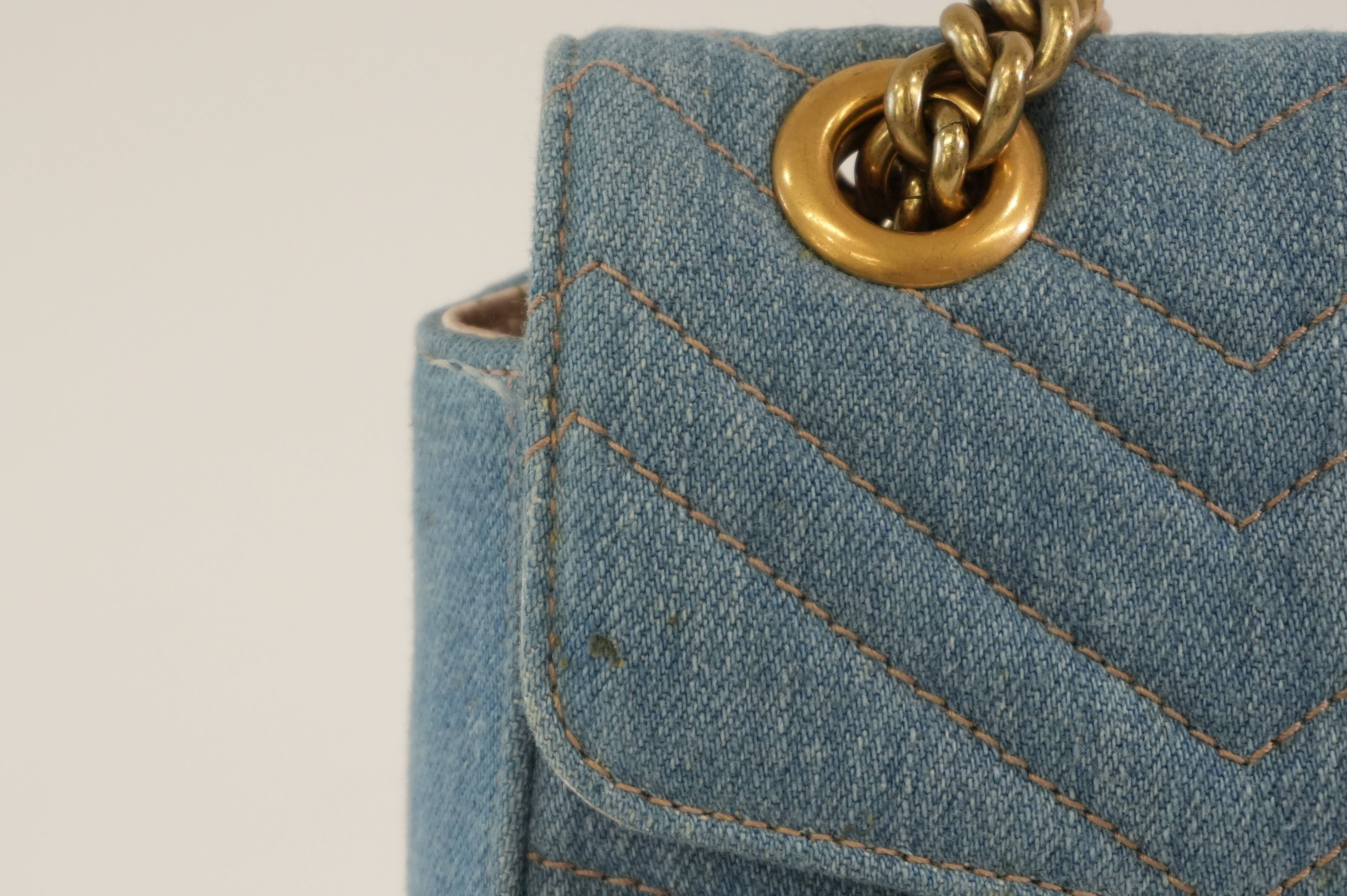 Pre-owned Gucci Marmont Shoulder Bag Denim