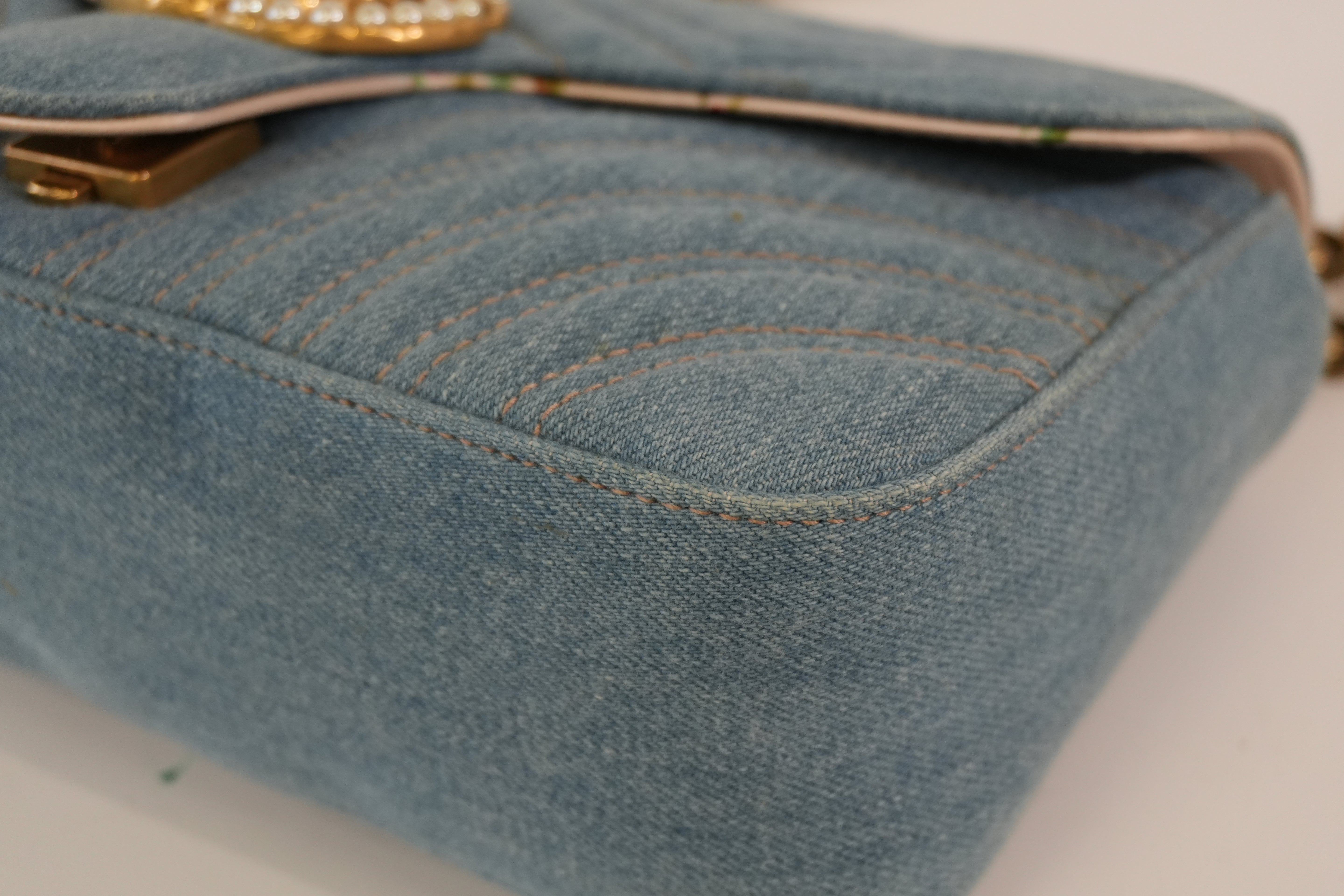 Pre-owned Gucci Marmont Shoulder Bag Denim