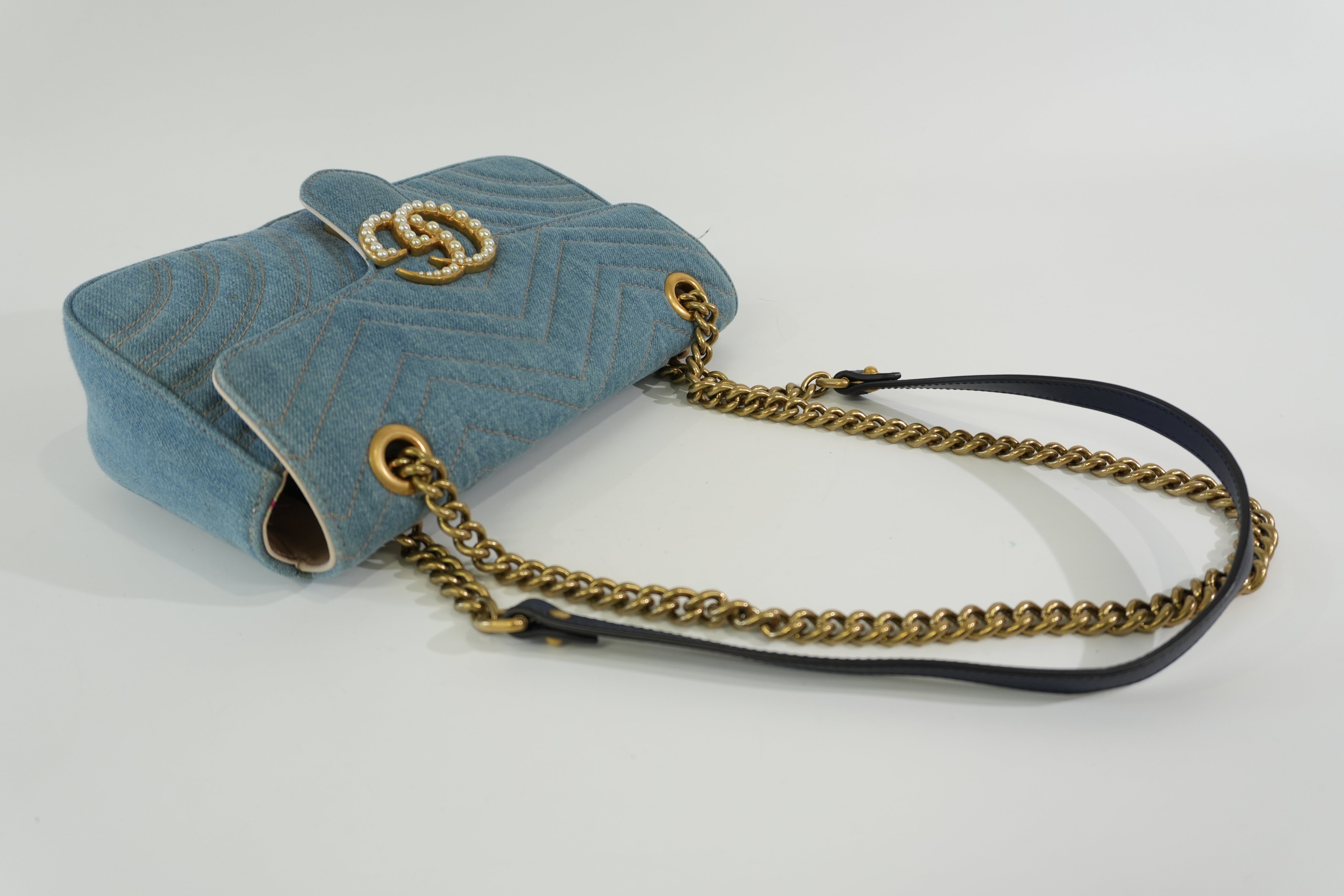 Pre-owned Gucci Marmont Shoulder Bag Denim