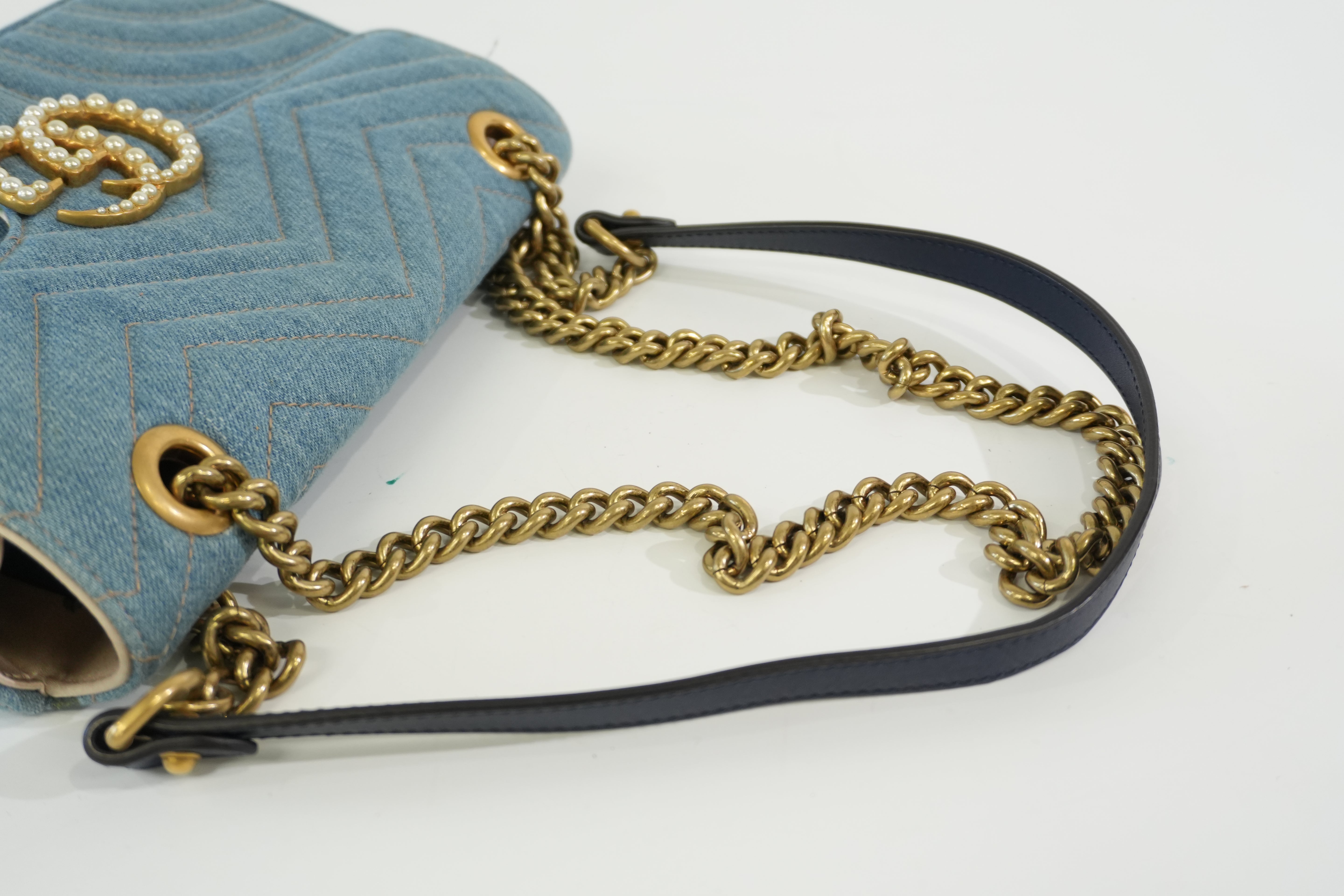 Pre-owned Gucci Marmont Shoulder Bag Denim