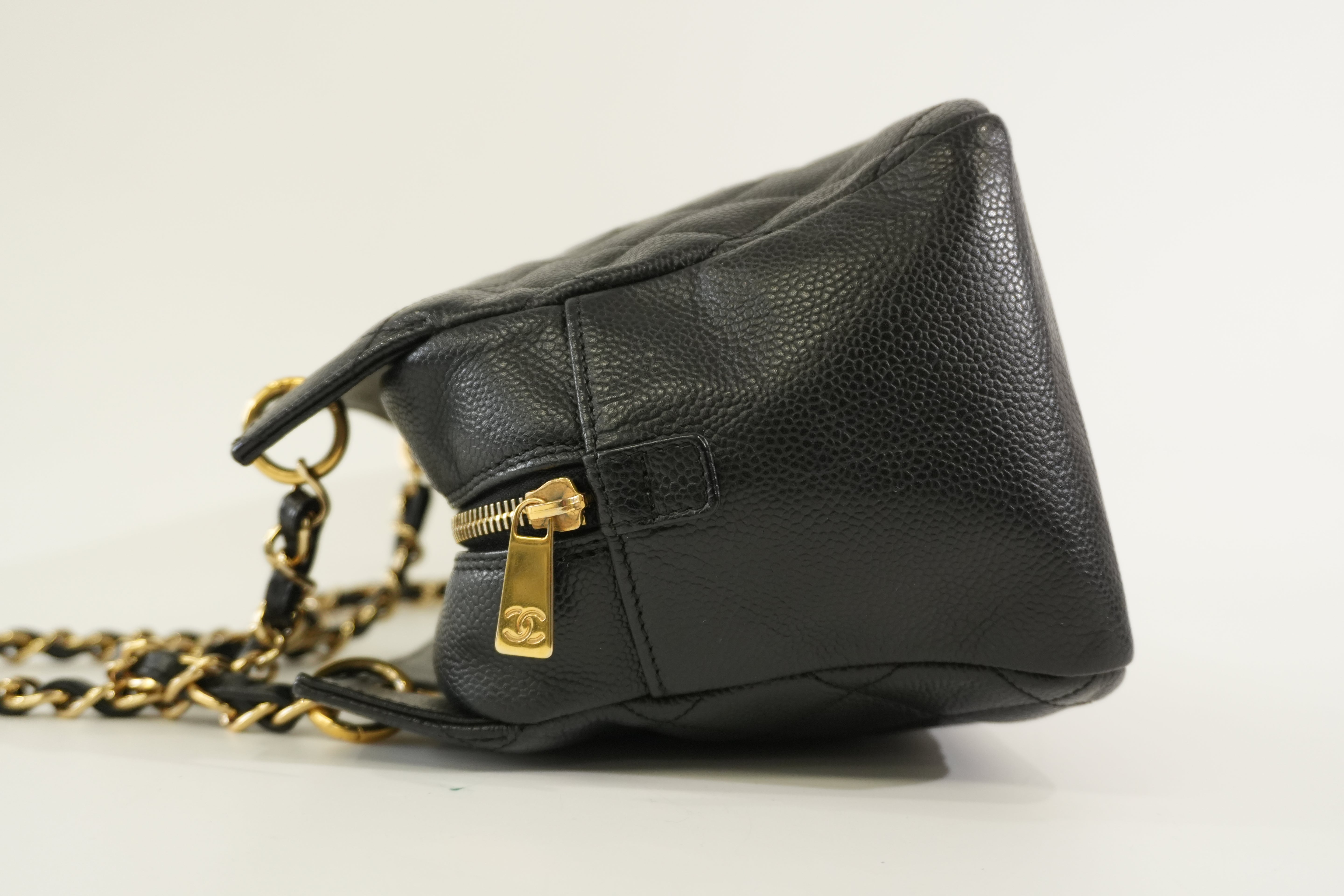 Pre-owned Chanel Caviar Skin PTT Chain Tote Bag Black