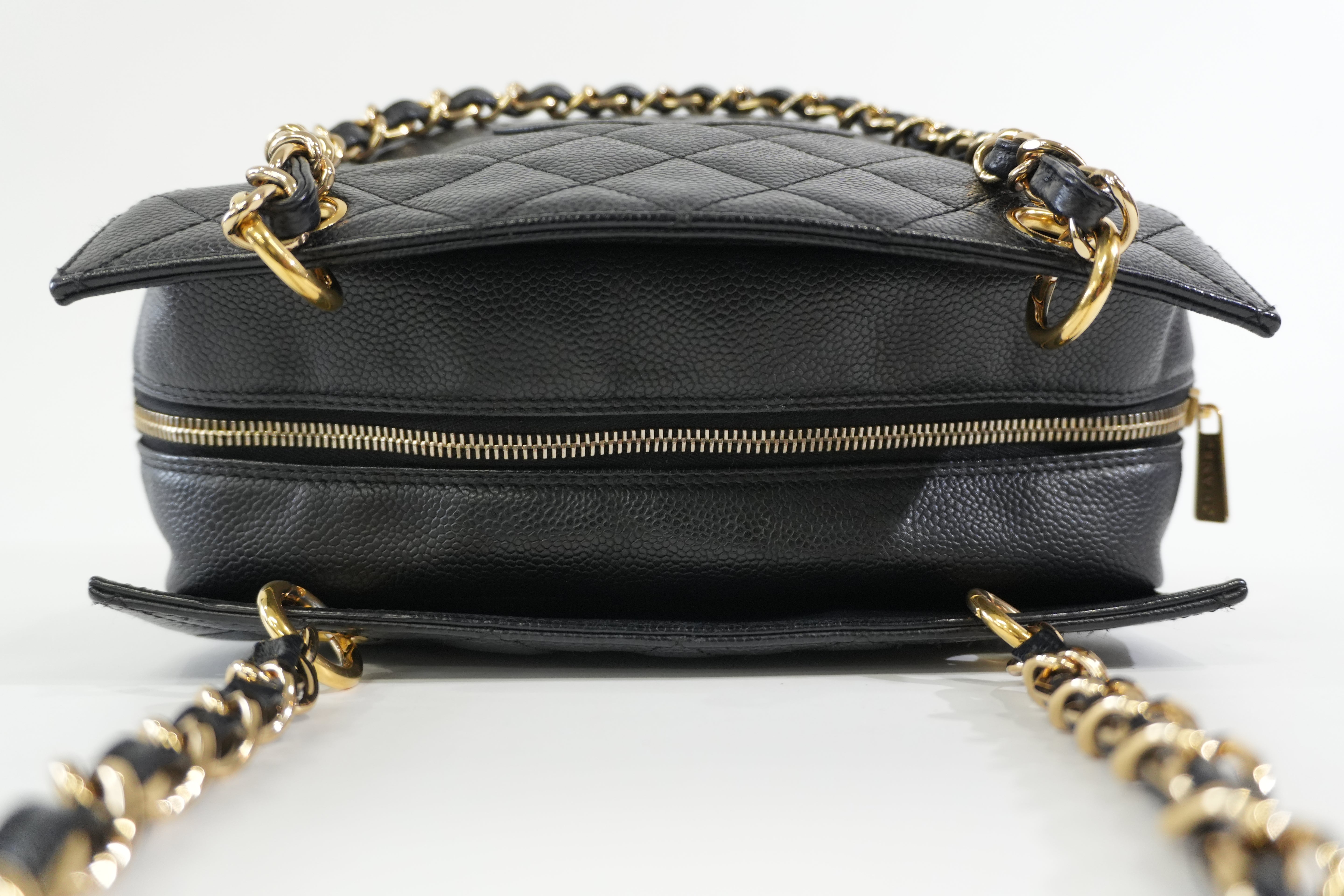 Pre-owned Chanel Caviar Skin PTT Chain Tote Bag Black