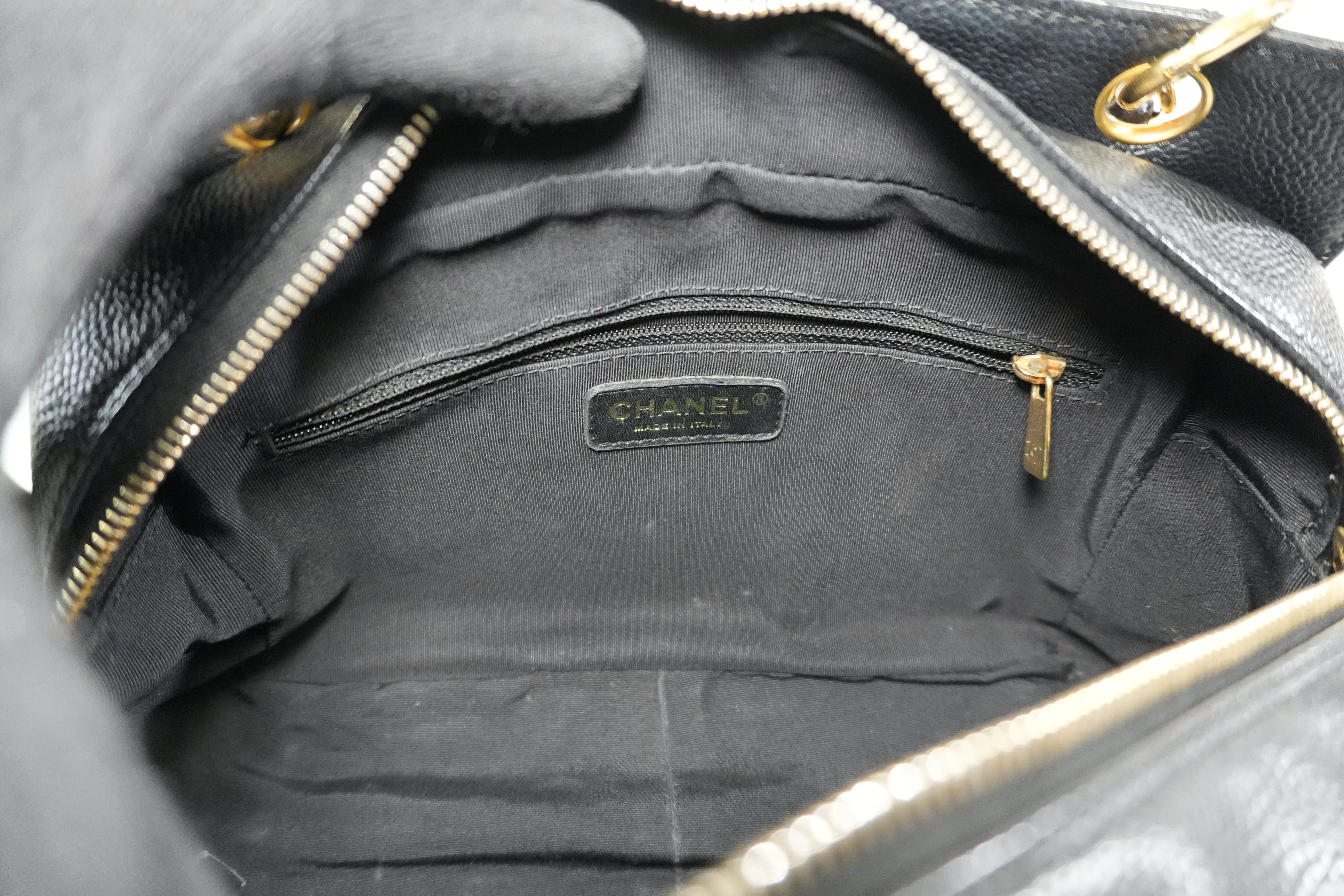 Pre-owned Chanel Caviar Skin PTT Chain Tote Bag Black