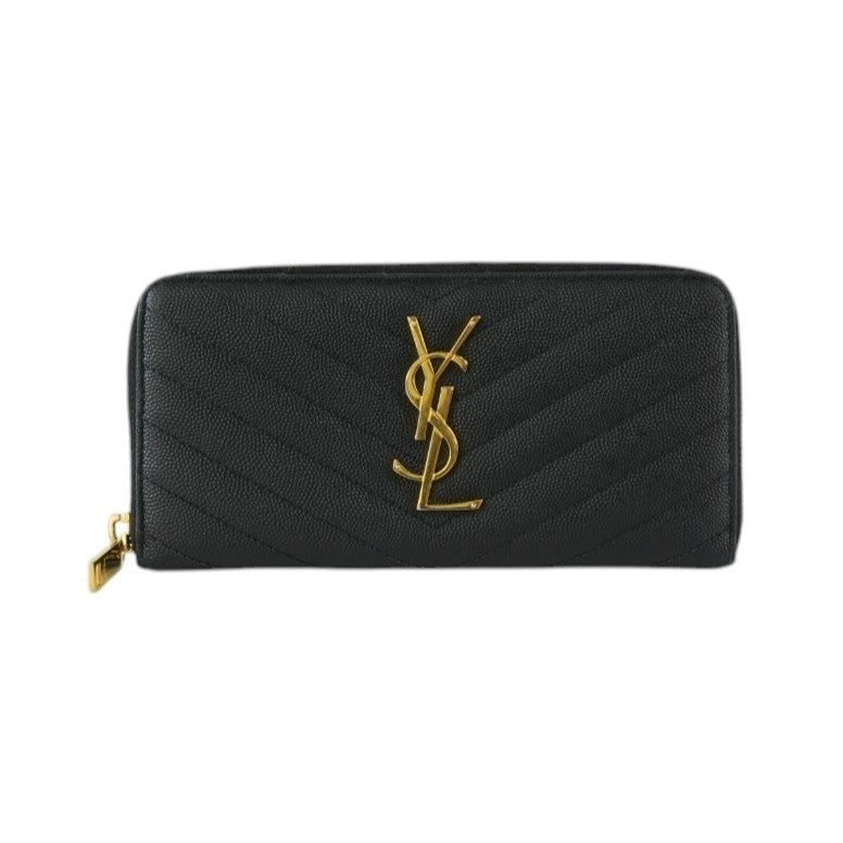 Saint Laurent Cassandra Wallet Black Leather Used