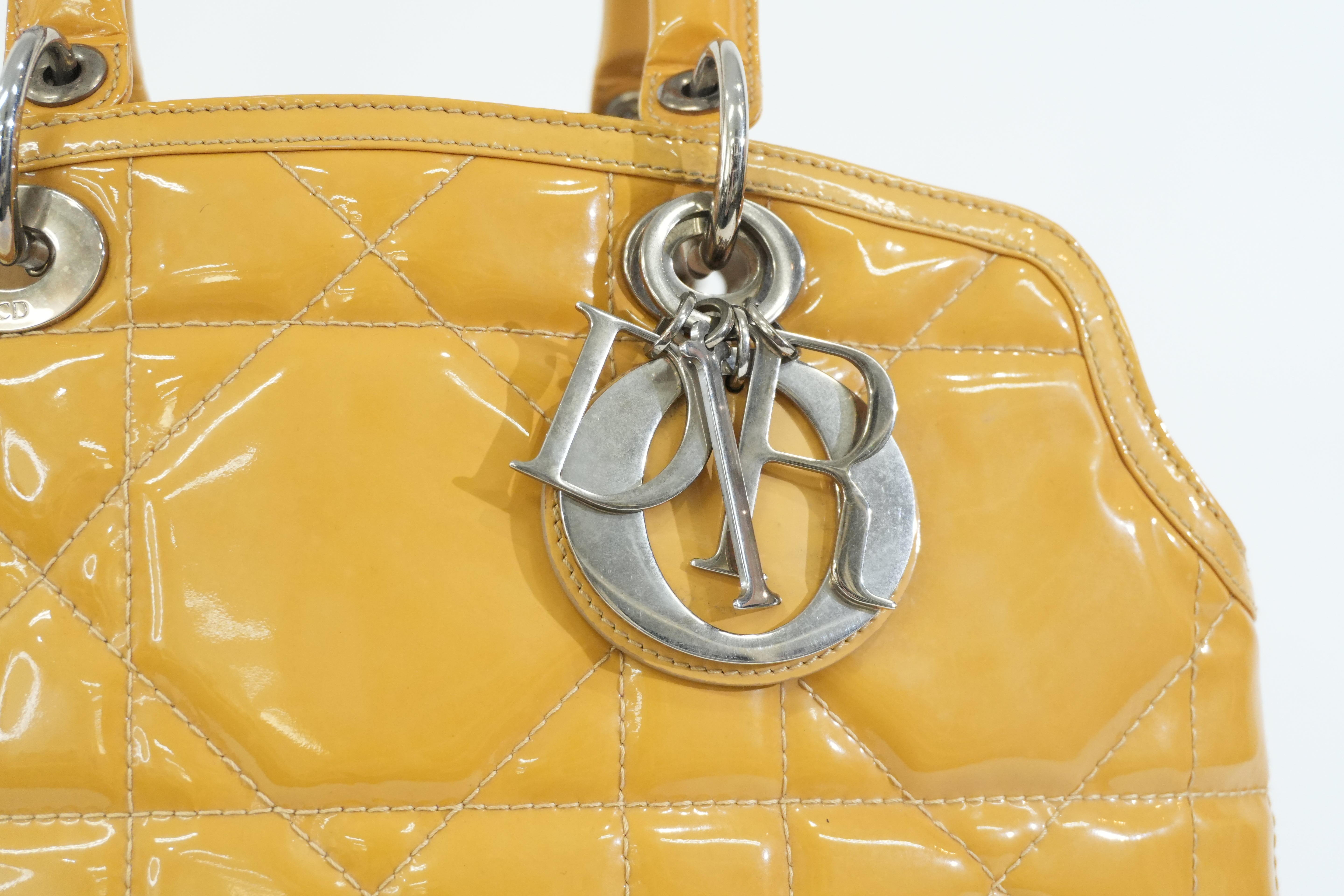 Pre-owned Dior Lady Dior Handbag Yellow