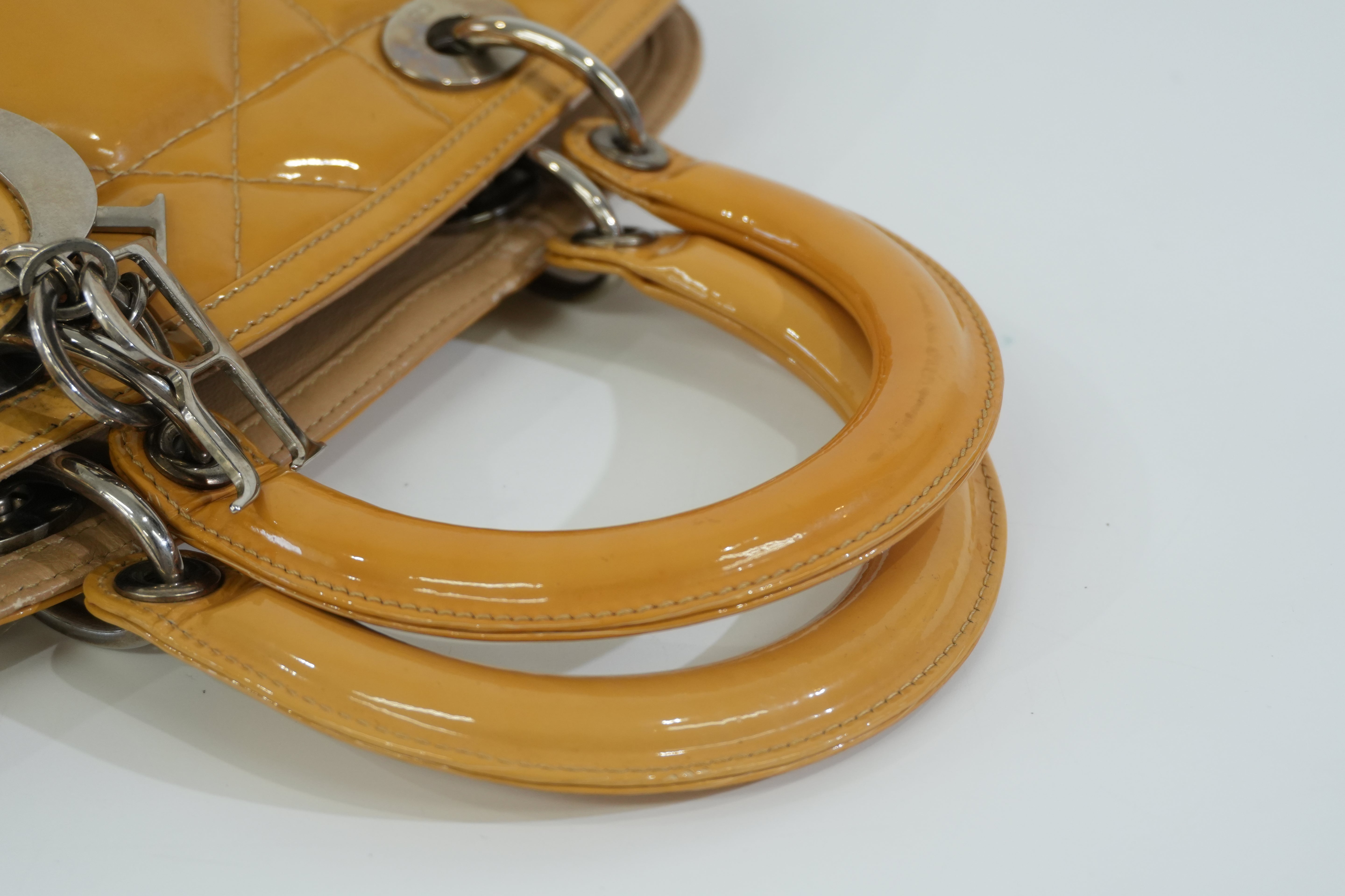 Pre-owned Dior Lady Dior Handbag Yellow