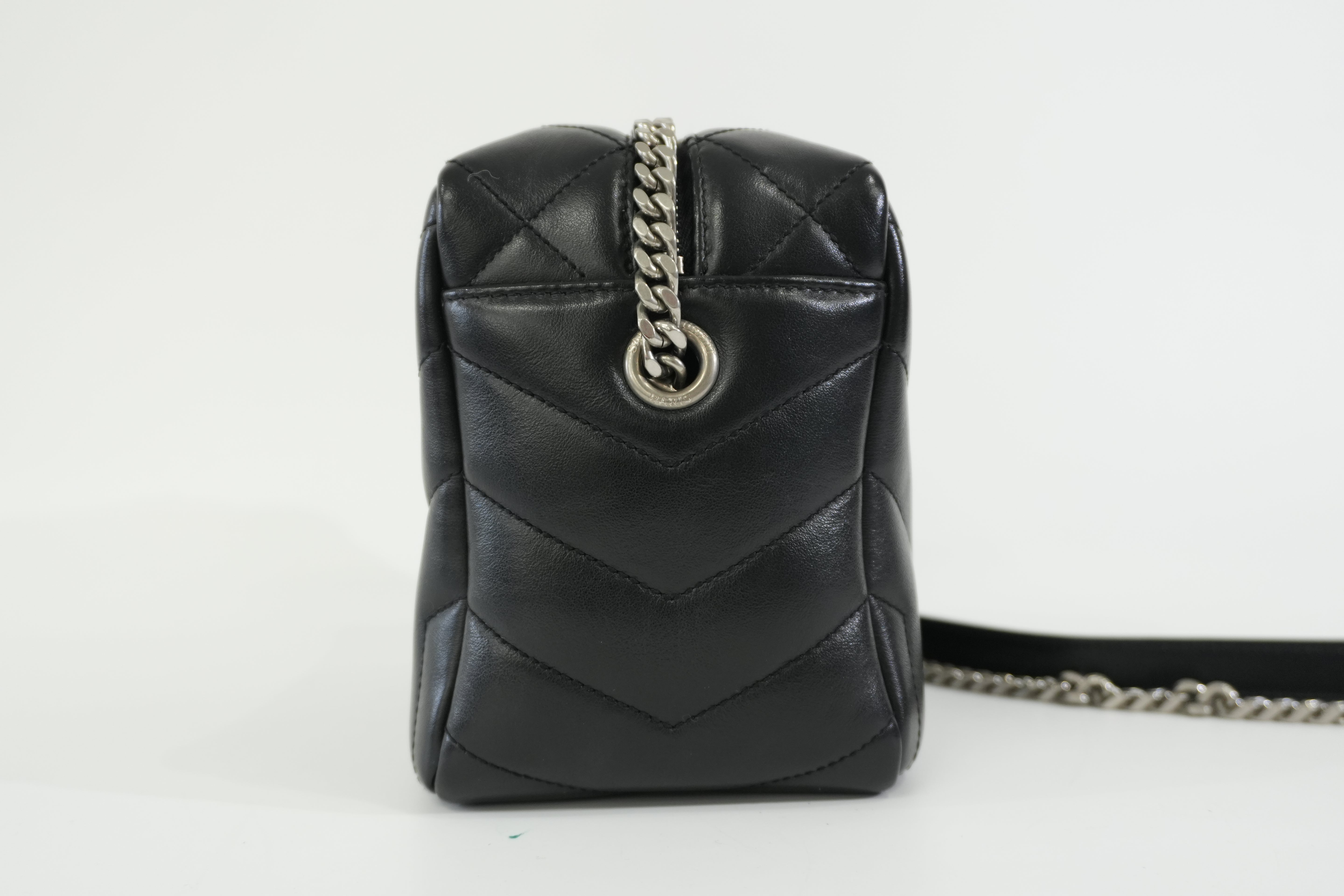 Pre-owned Saint Laurent Loulou Bowling Chain Shoulder Bag Black