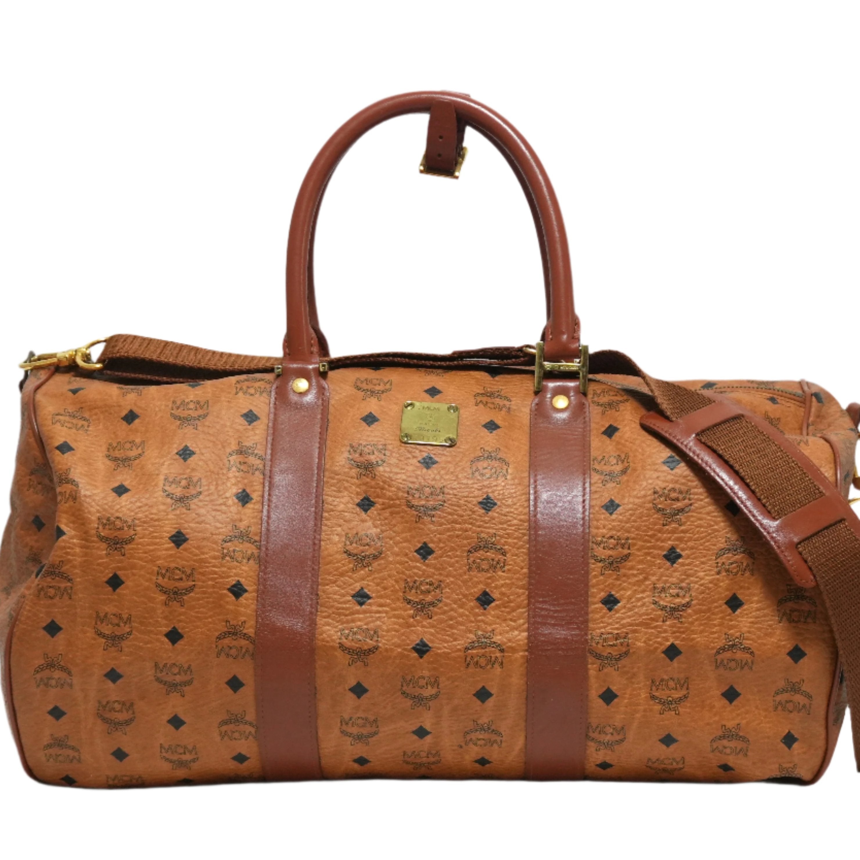 MCM Visetos Weekender Bag Cognac Usato