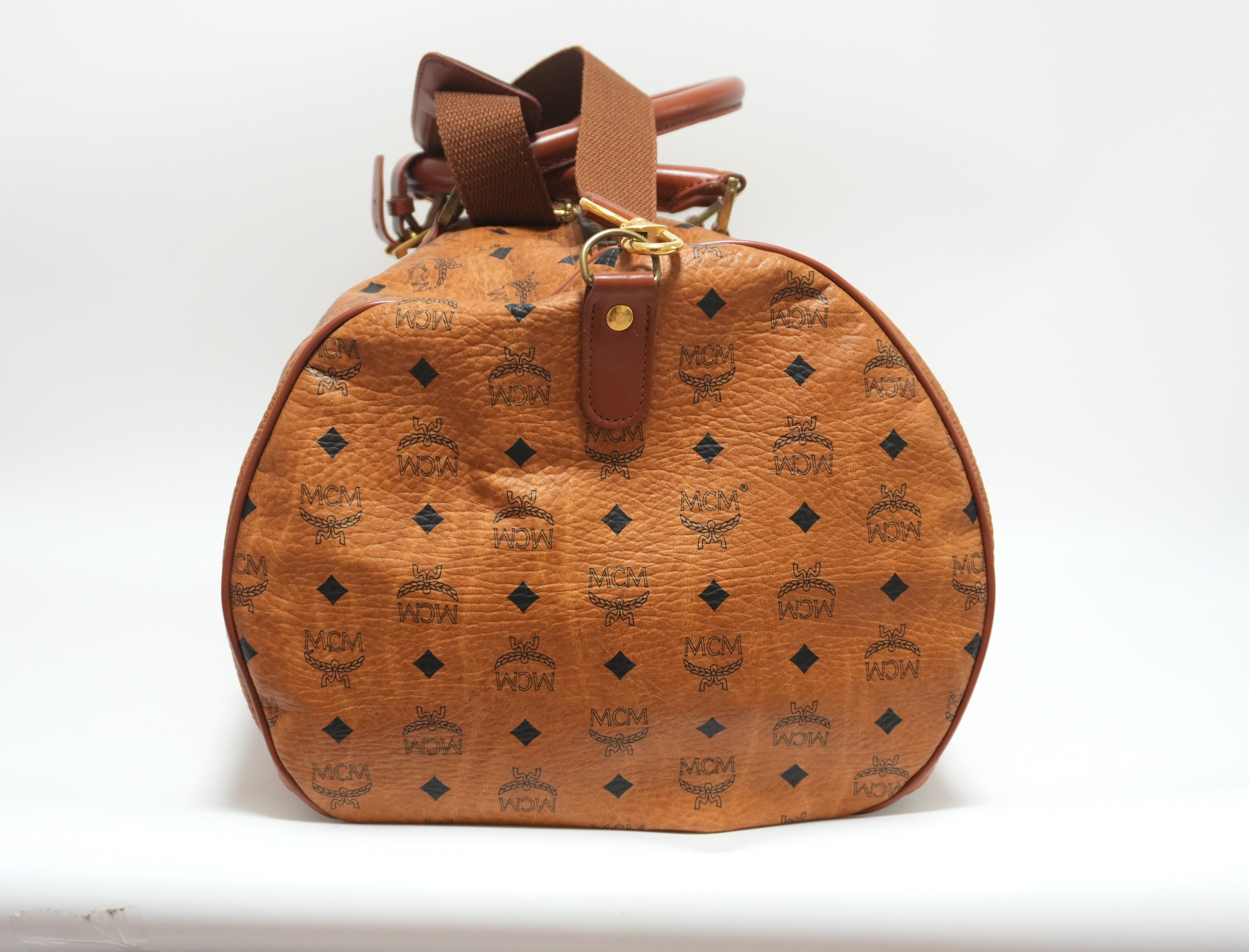 MCM Visetos Weekender Bag Cognac Used