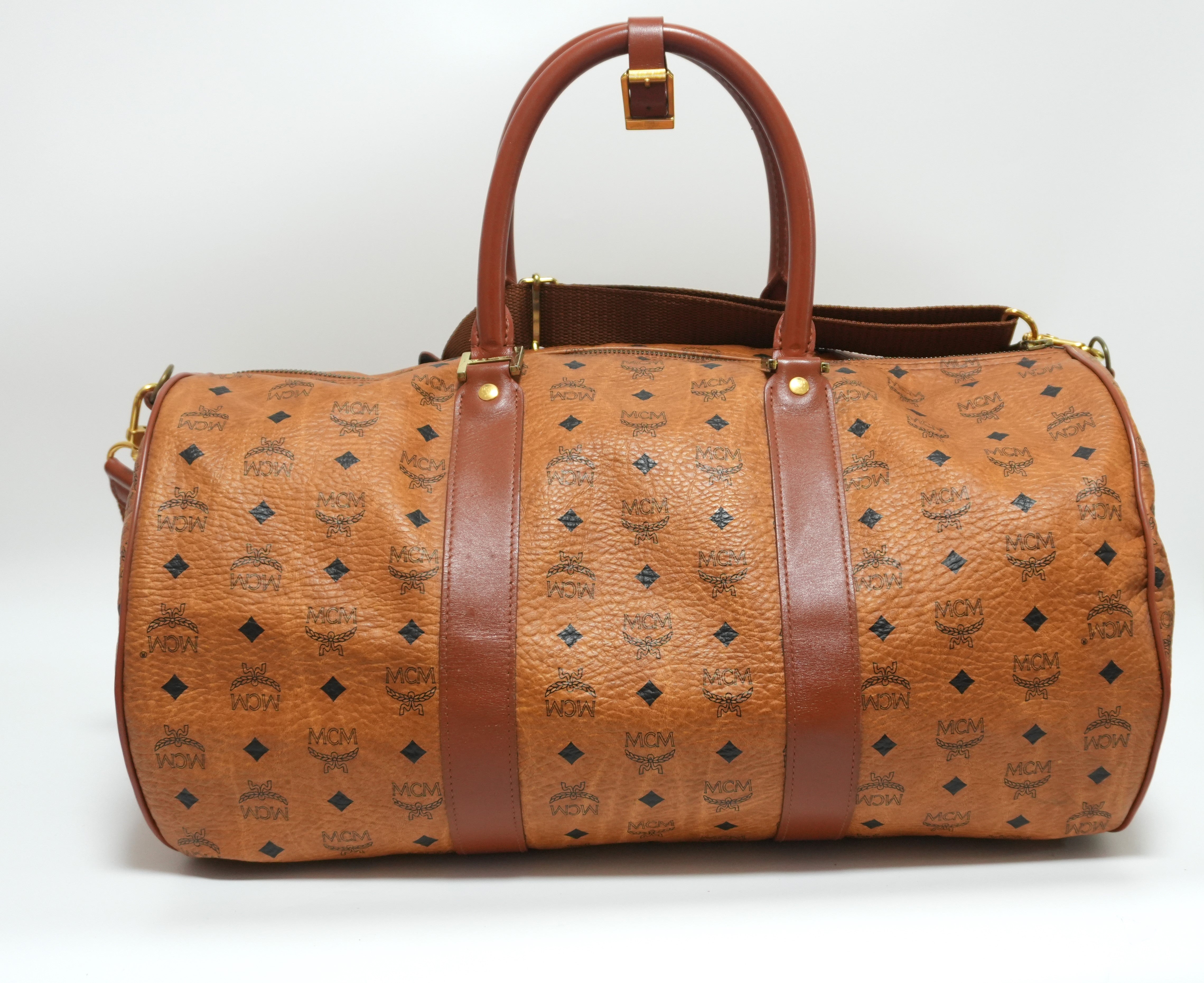 MCM Visetos Weekender Bag Cognac Used