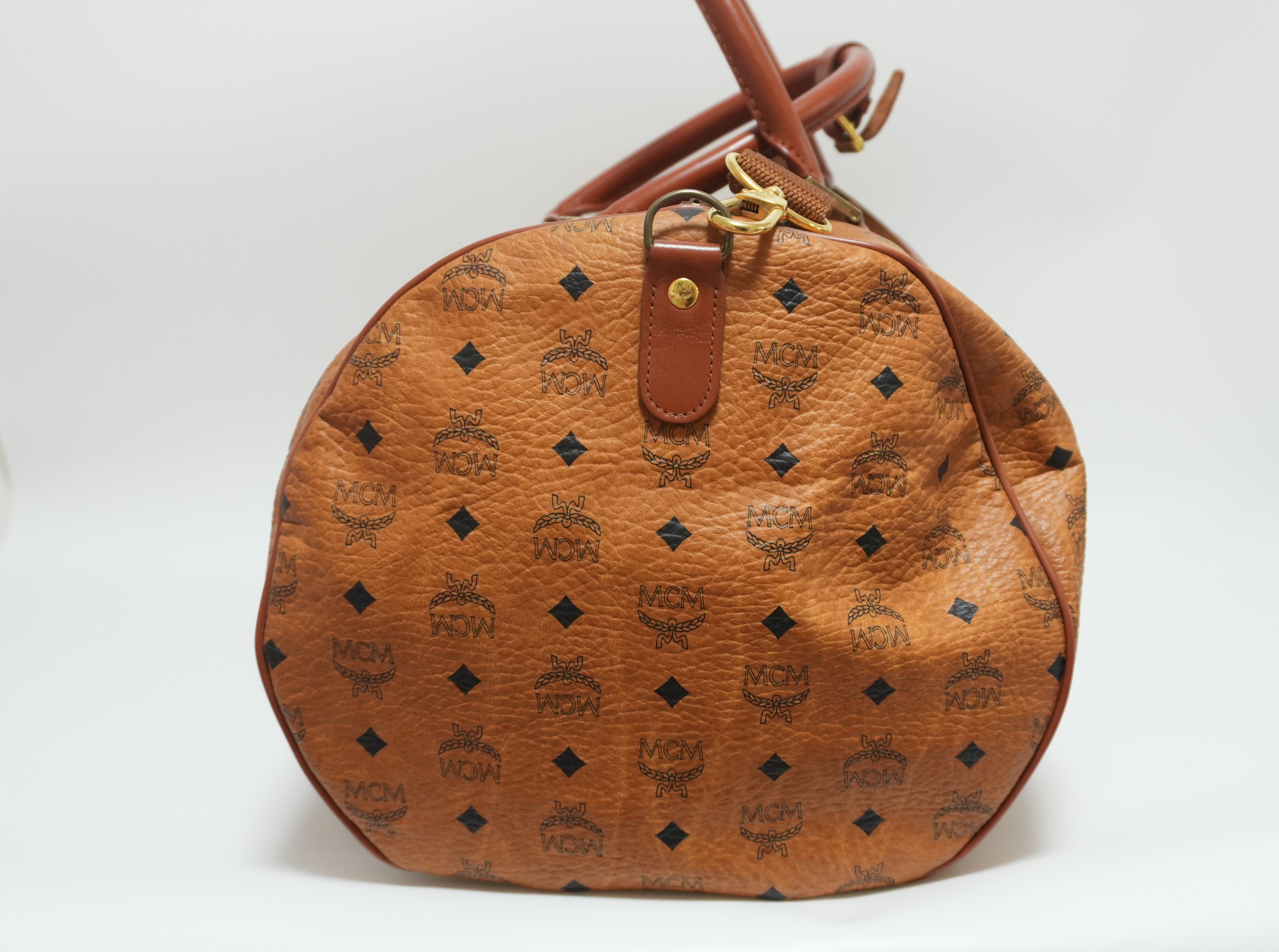 MCM Visetos Weekender Bag Cognac Used