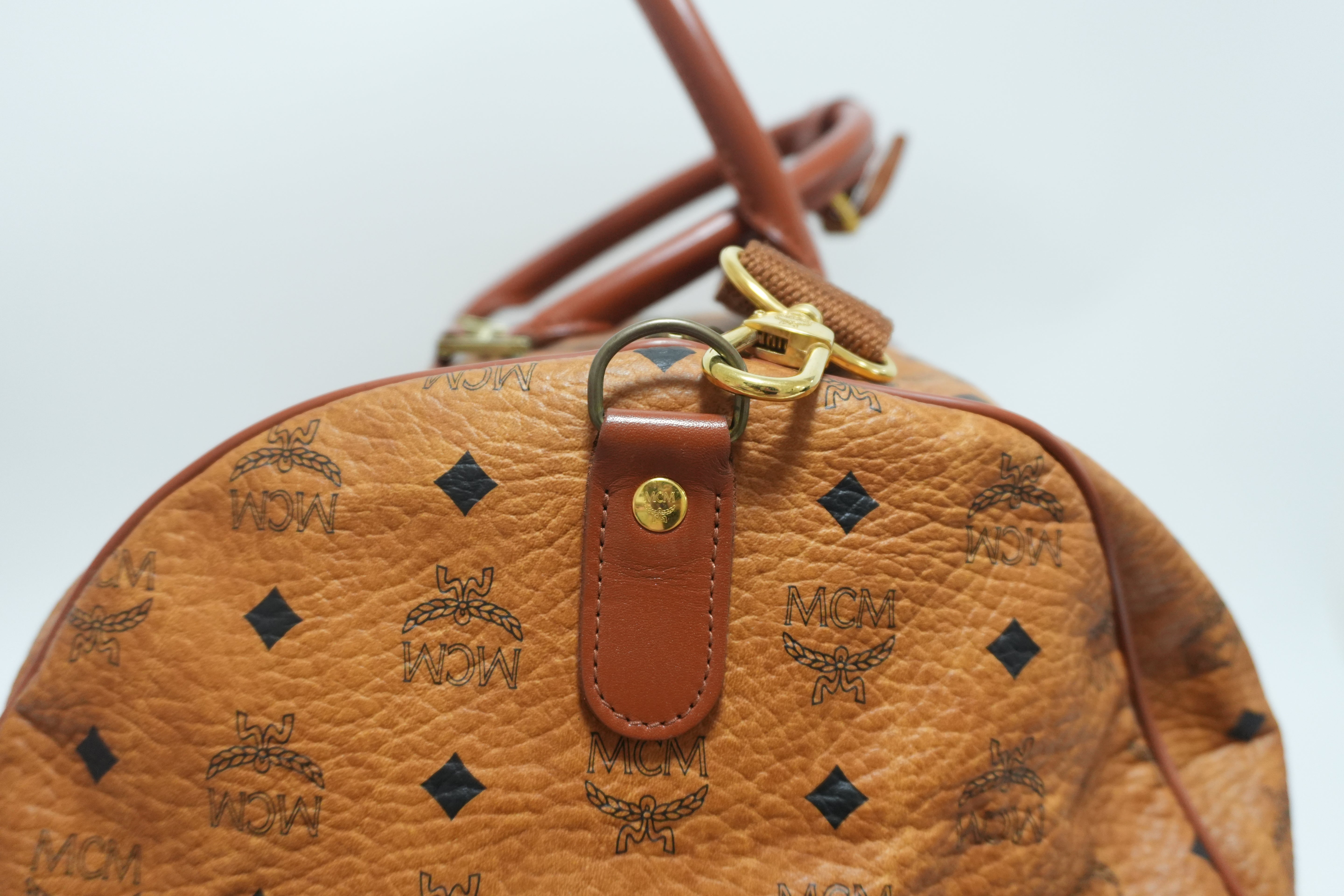 MCM Visetos Weekender Bag Cognac Used