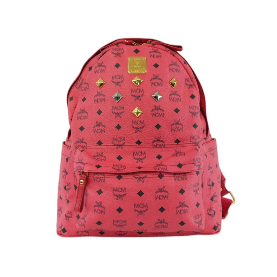 MCM Backpack Red Pink Canvas Used