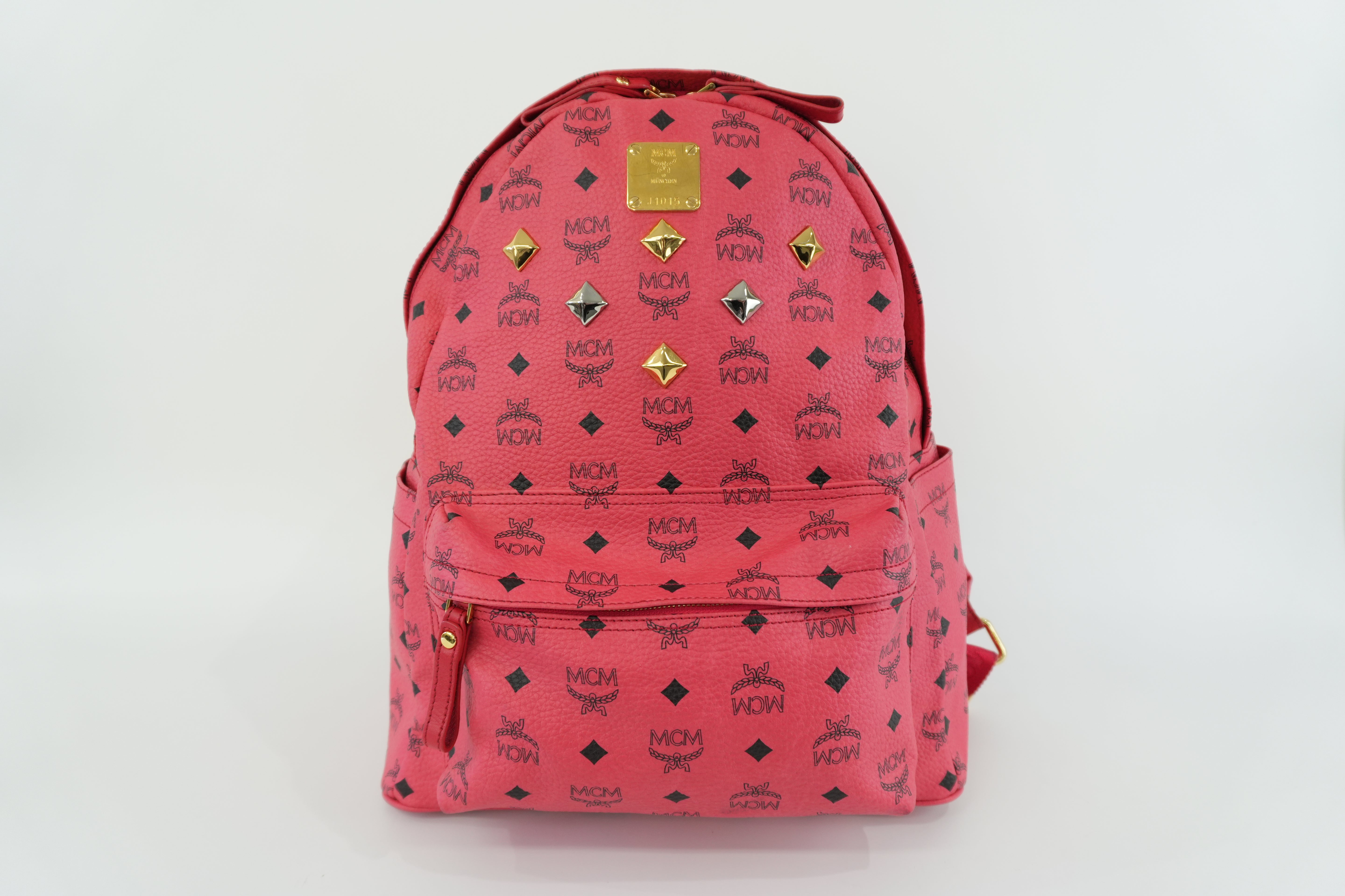 MCM Backpack Red Pink Canvas Used