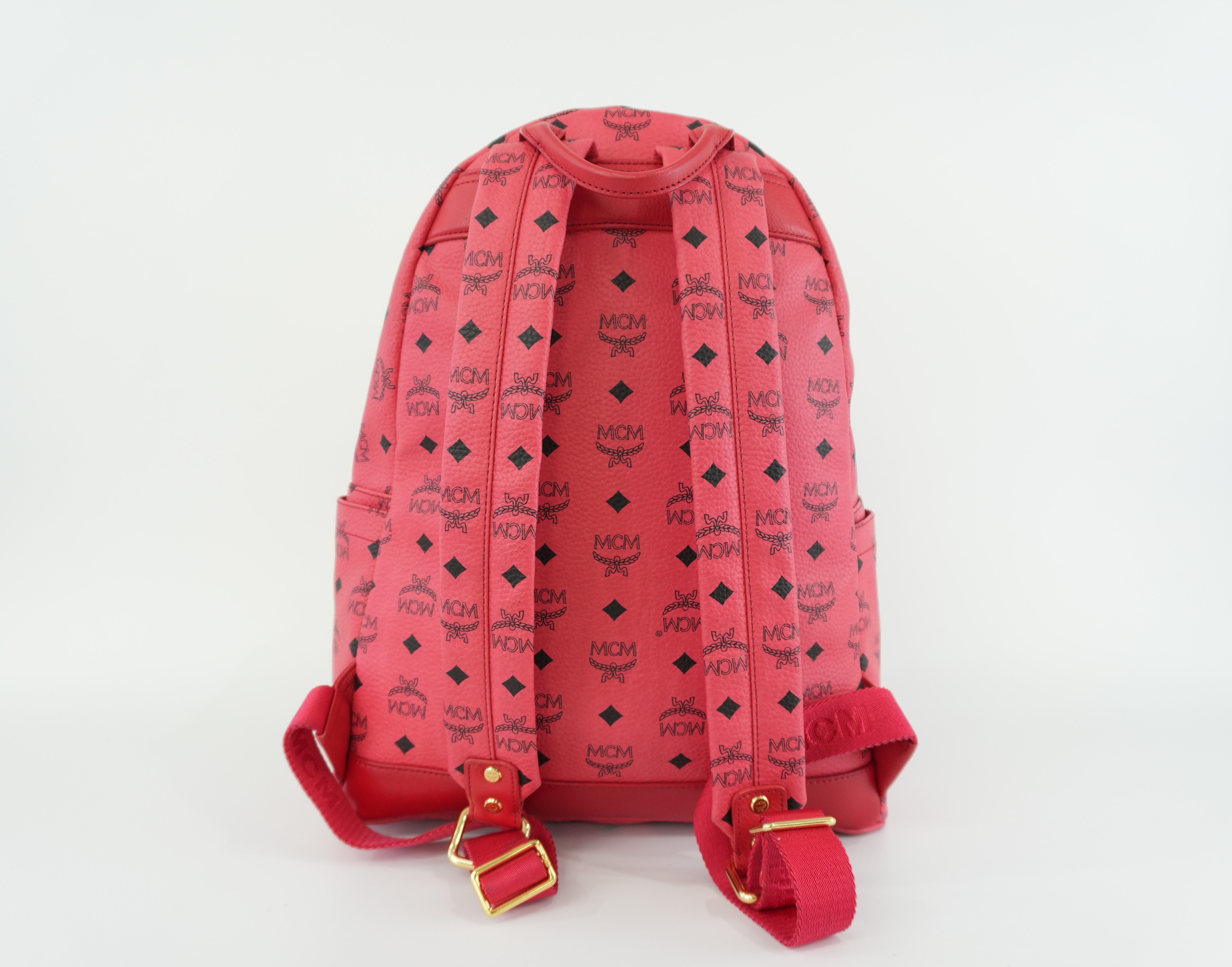 MCM Backpack Red Pink Canvas Used